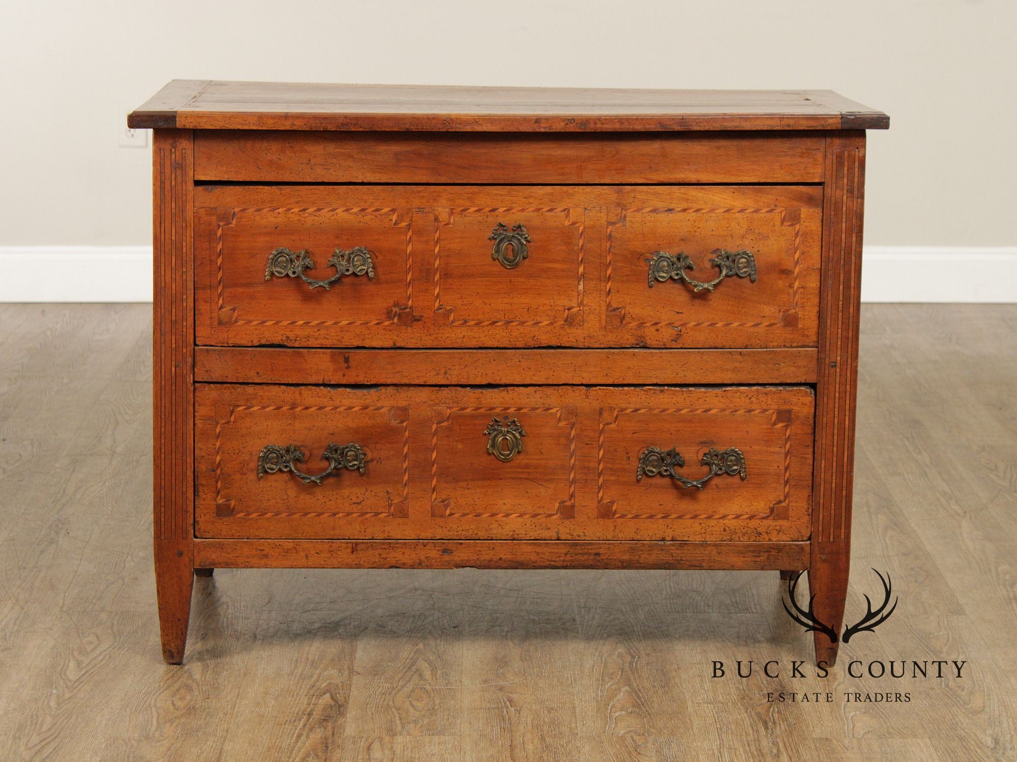 Antique 18th Century French Louis XVI Inlaid Walnut Commode