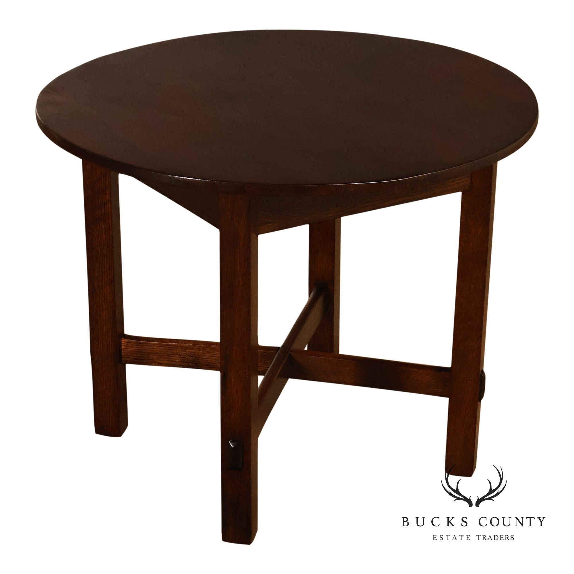 National Furniture Company Antique Mission Oak Round Lamp Table