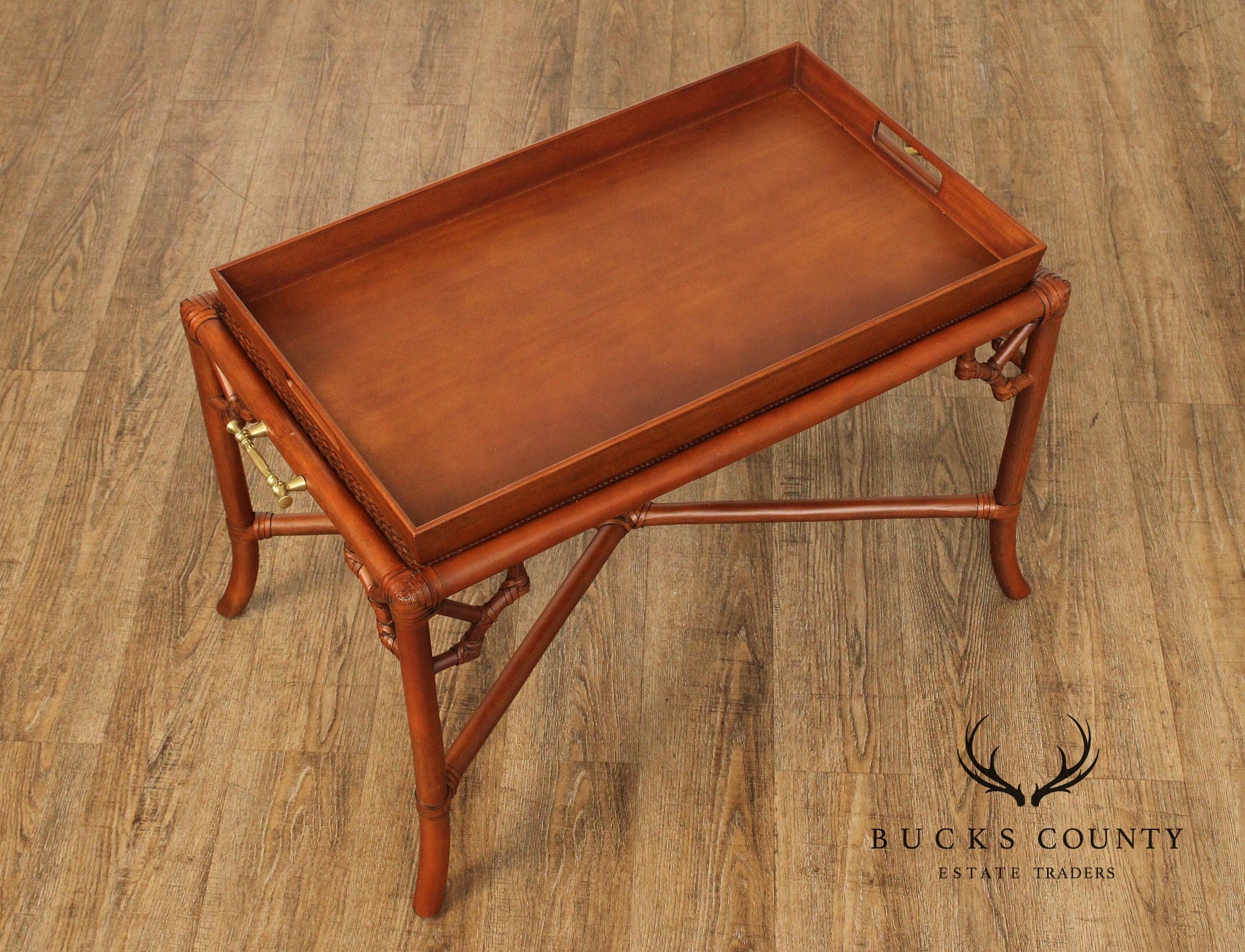 Hollywood Regency Rattan Tray Table