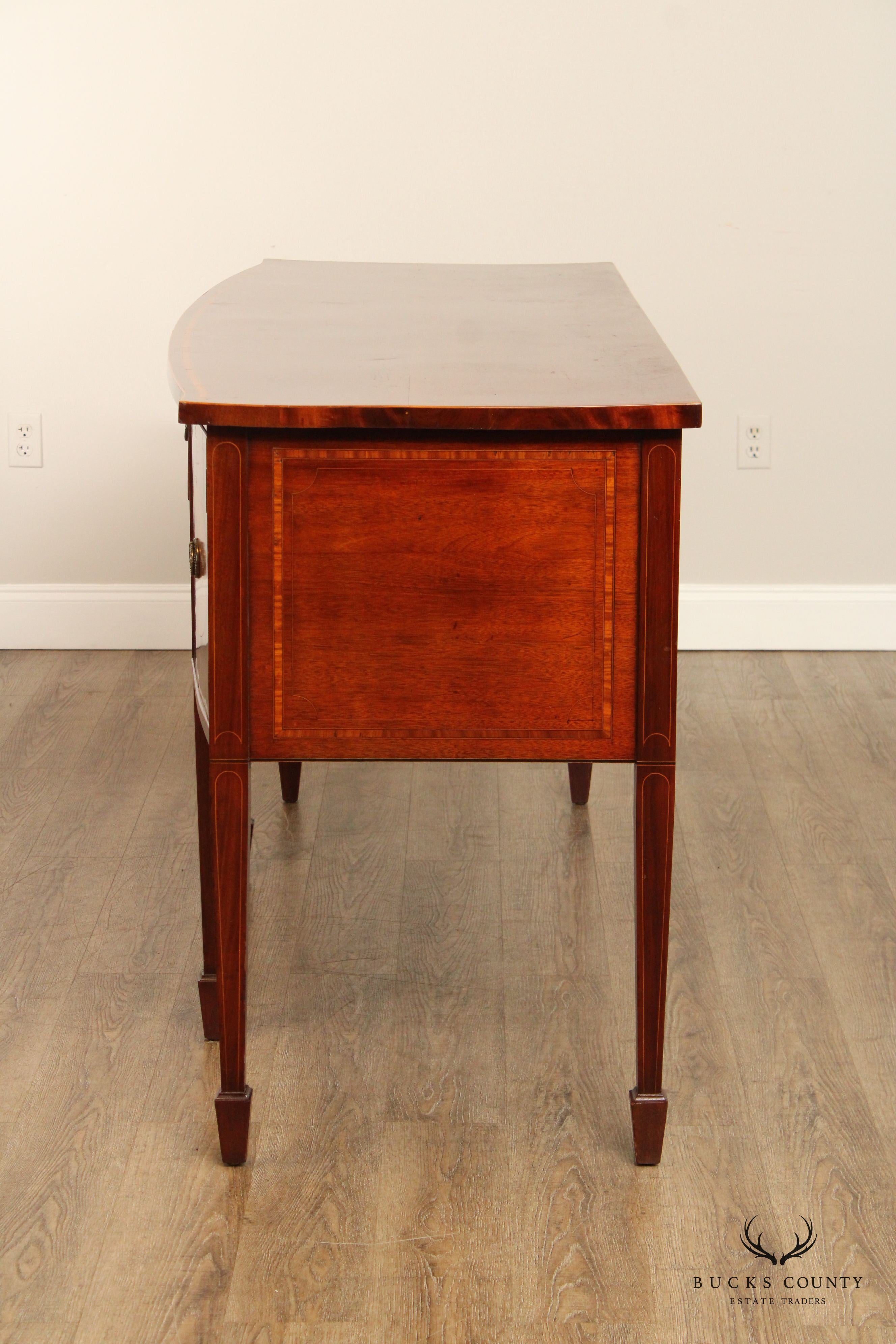 Antique English Federal Inlaid Mahogany Bowfront Sideboard