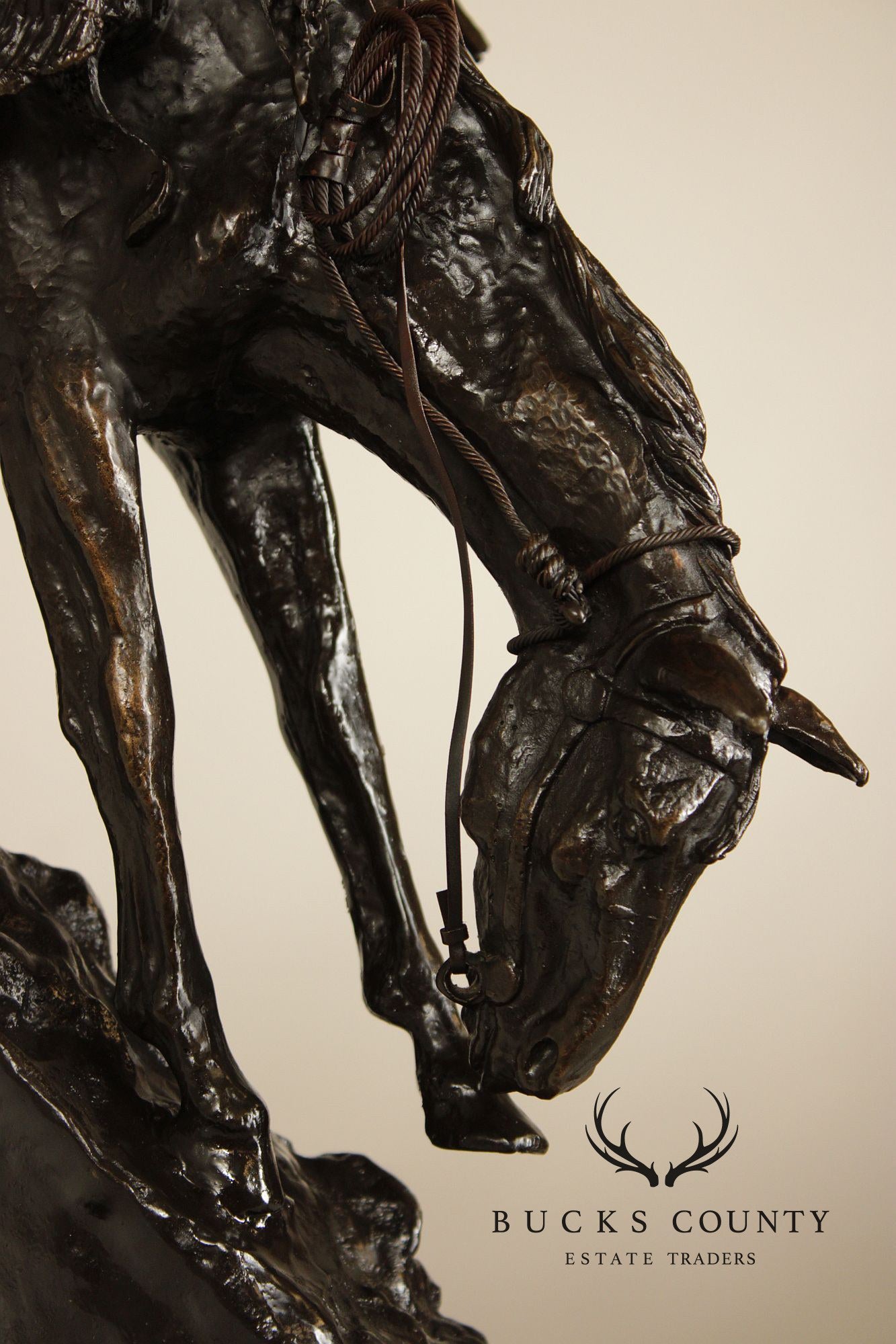 Frederic Remington Mountain Man Bronze Sculpture On Marble Base