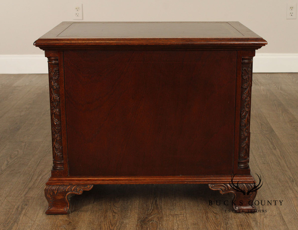 Hekman Georgian Style Leather Top Burlwood Side Table