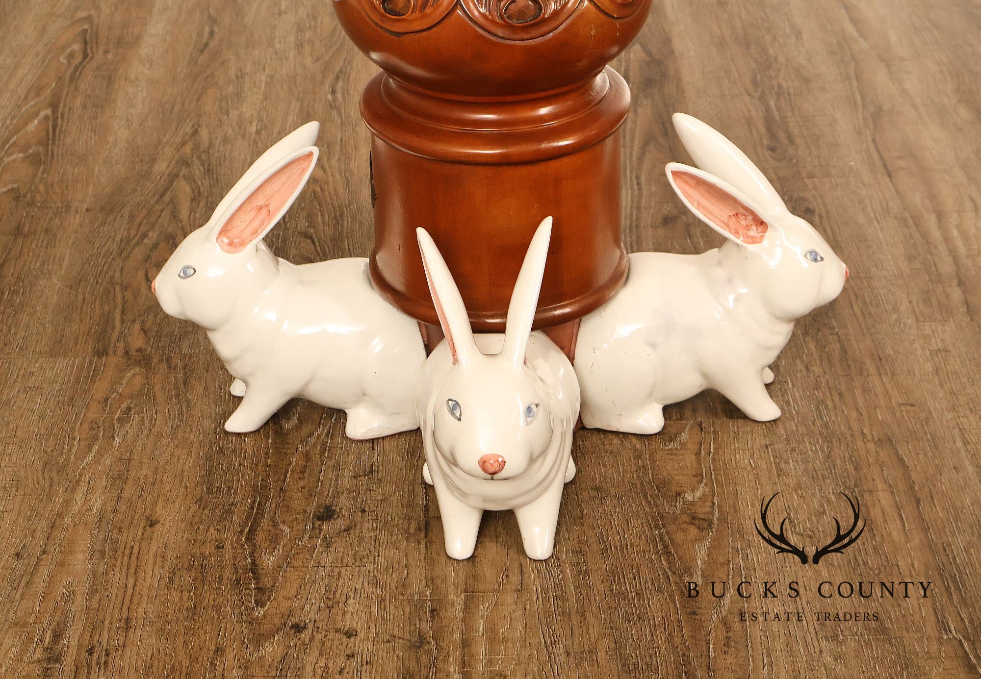 MacKenzie-Childs Rabbit Floor Lamp With Bamboo Column And Beaded Shade