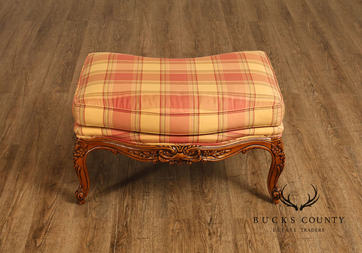 Sherrill Furniture French Louis XV Style Pair of Lounge Chairs with Ottomans