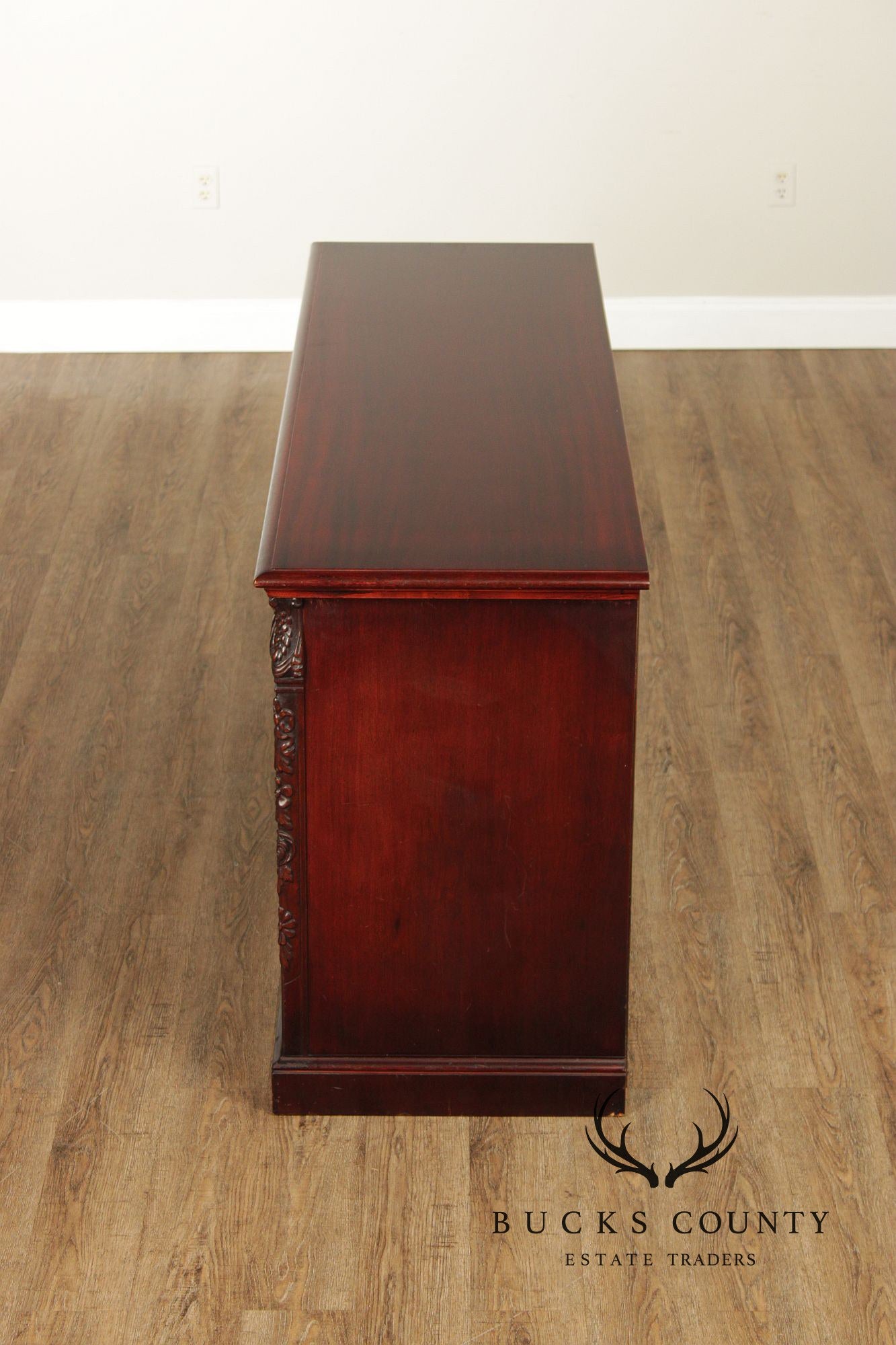 1940's Vintage Georgian Style Carved Mahogany Sideboard Buffet