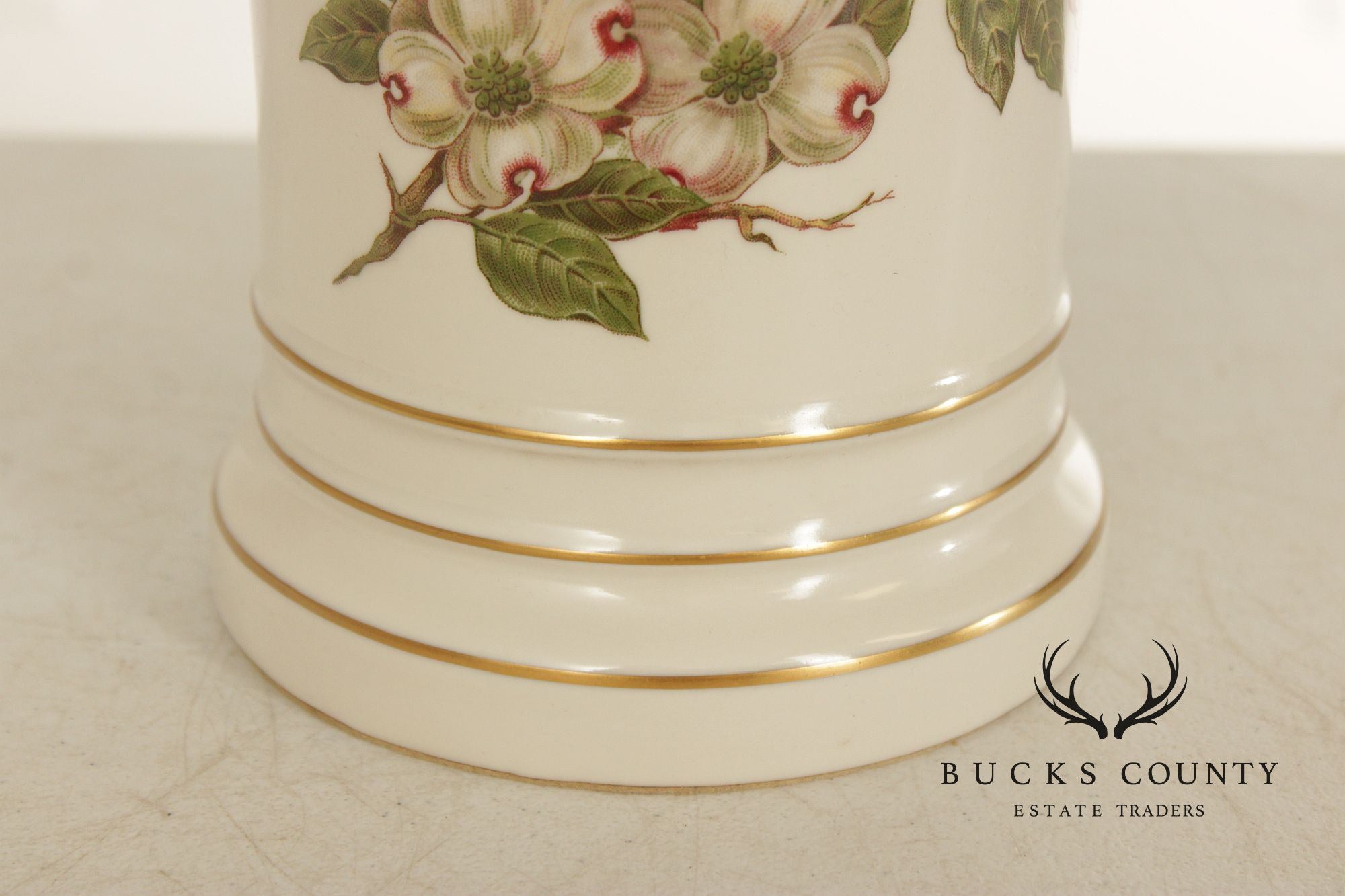 Vintage Pair of Botanical Painted Porcelain Table Lamps