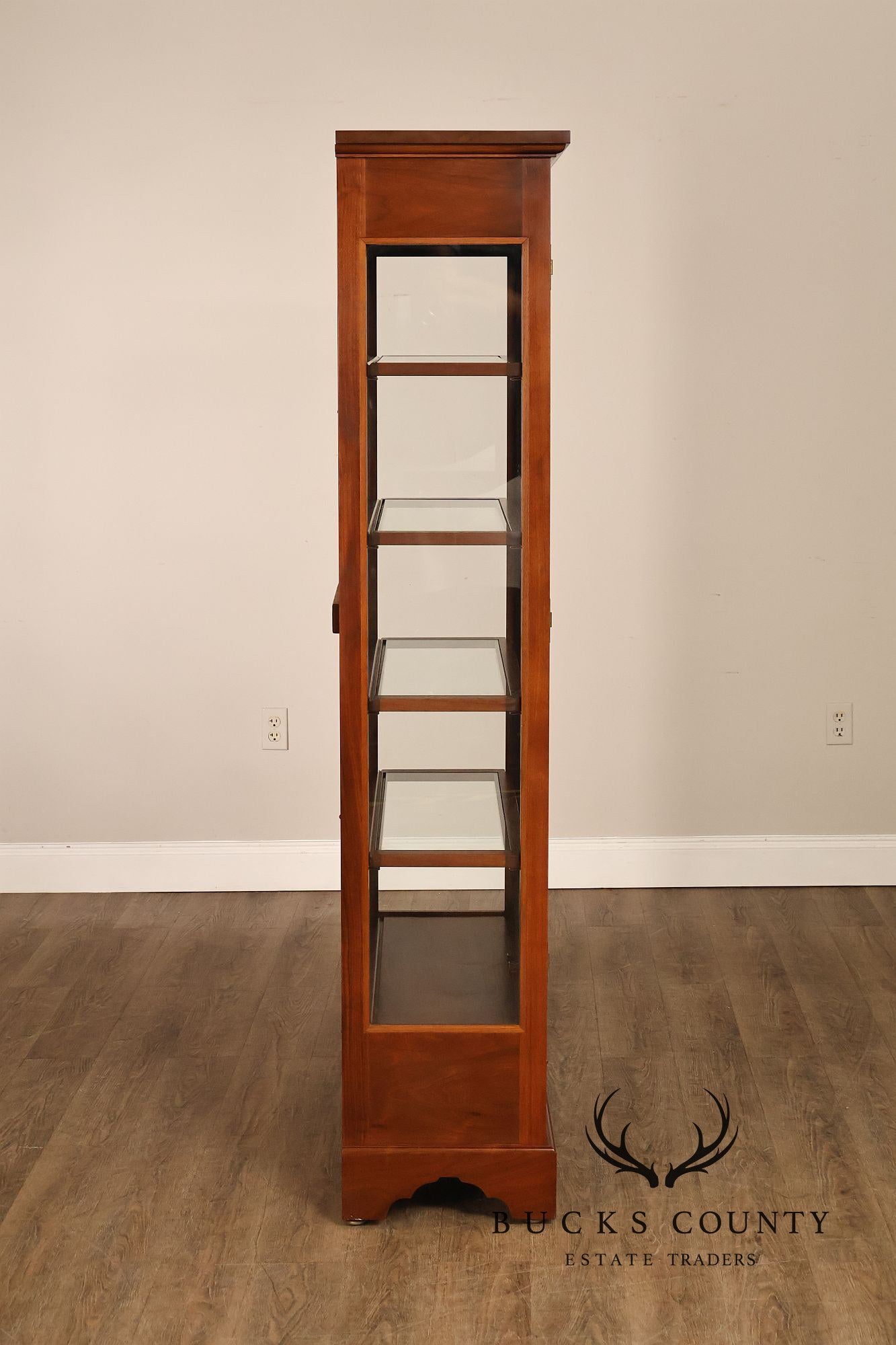 E.A. Clore Chippendale Style Bench Made Walnut Display Cabinet