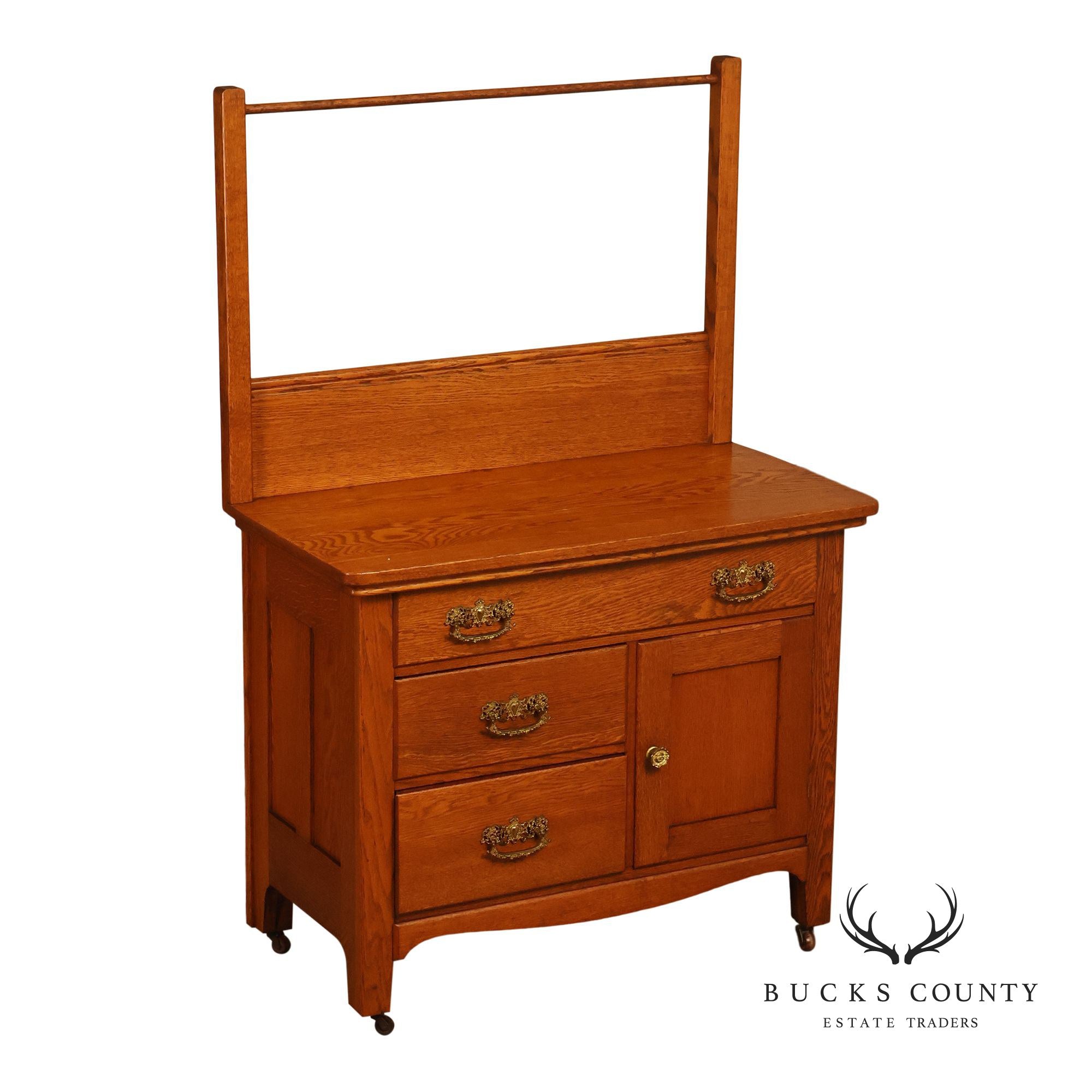 Paine’s Furniture Company Antique Victorian Oak Washstand