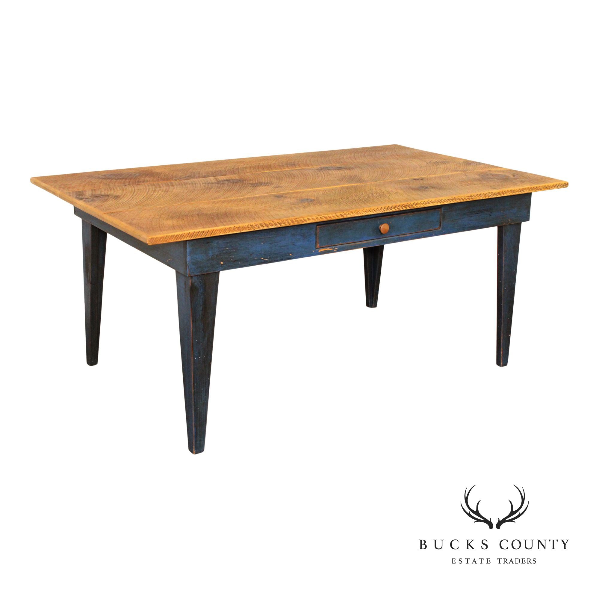 Custom Crafted Farmhouse Painted Pine Work Dining Table