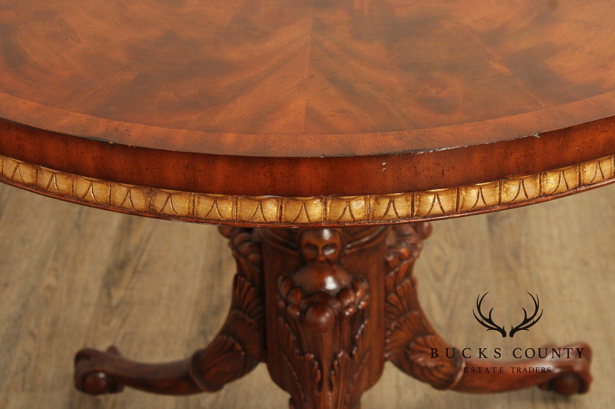 Maitland Smith Georgian Style Partial Gilt Round Mahogany Center Table