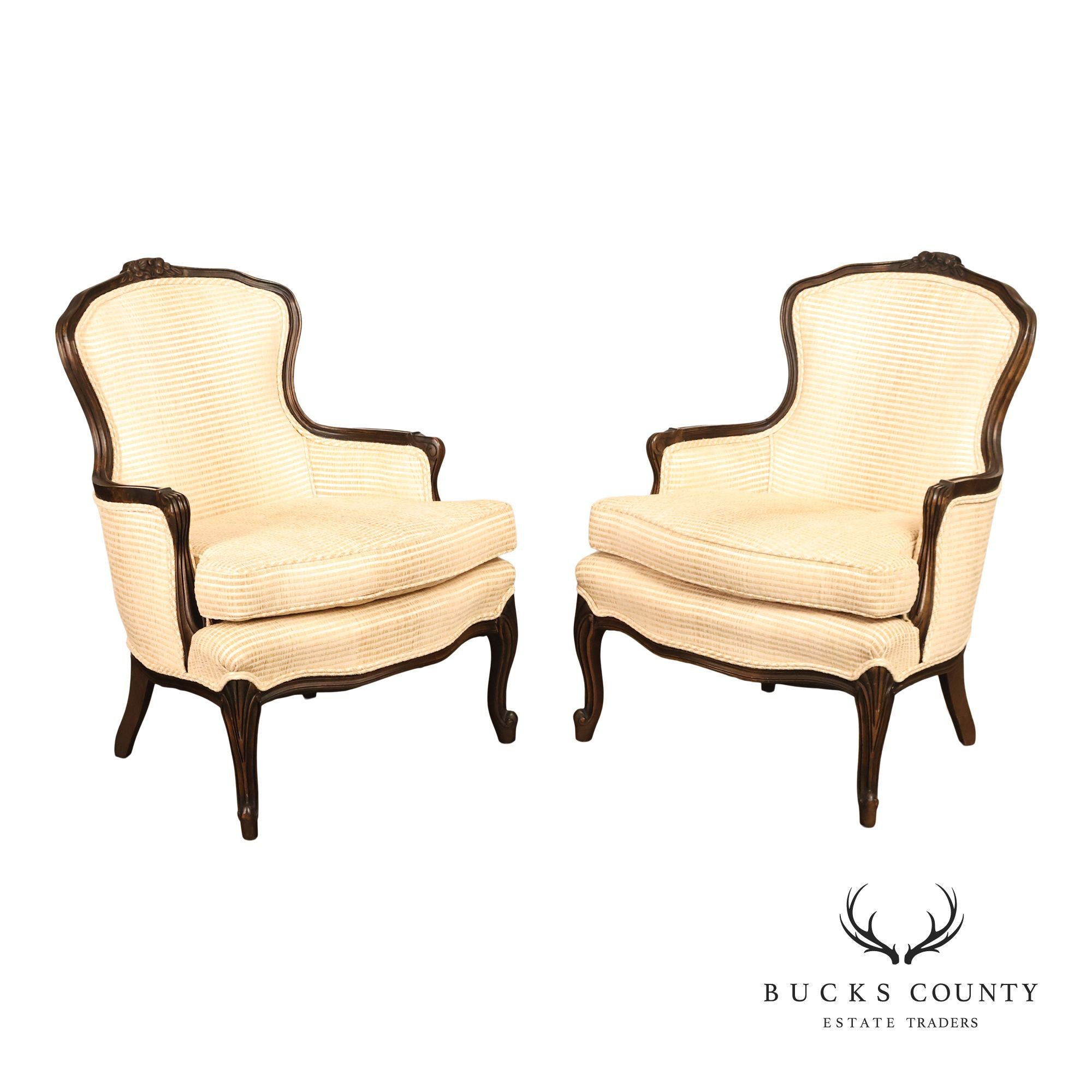 French Louis XV Style Pair Of Bergere Chairs
