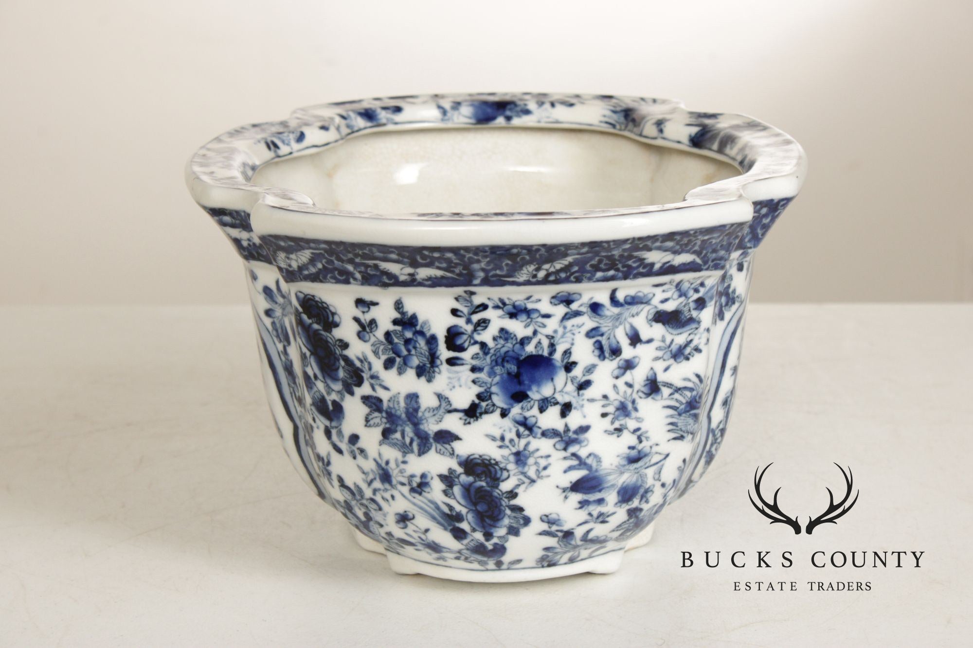 Asian Style Blue and White Porcelain Planter