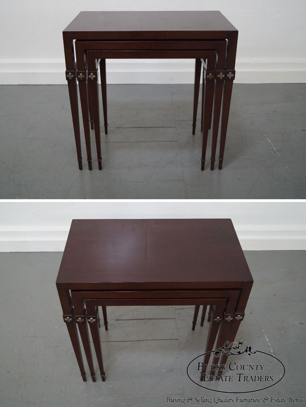 Tommi Parzinger 3 Nesting Mahogany Tables signed Charak Modern