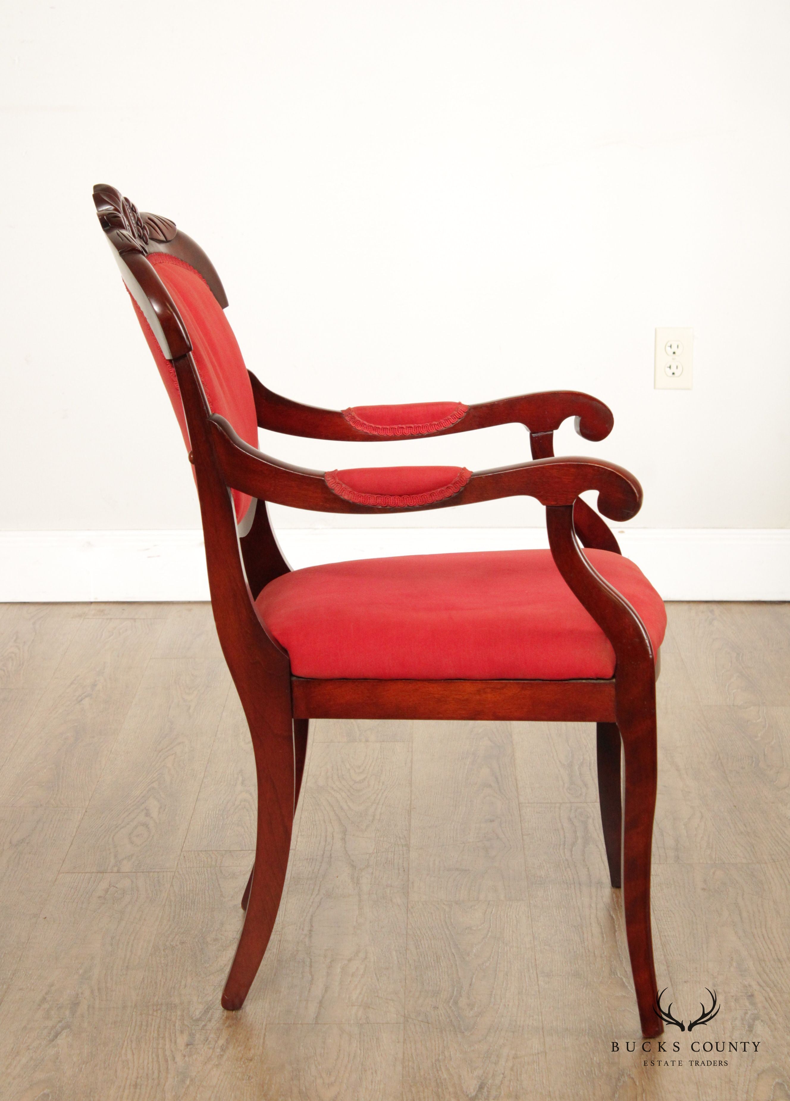Victorian Style Carved Mahogany Armchair