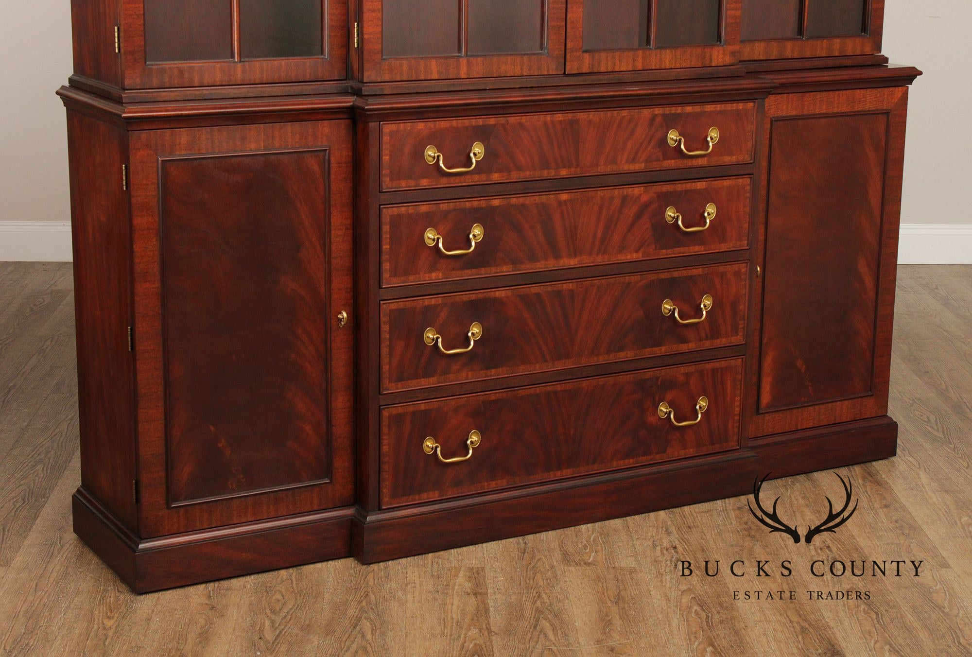 Henkel Harris Georgian Style Mahogany Breakfront Bookcase