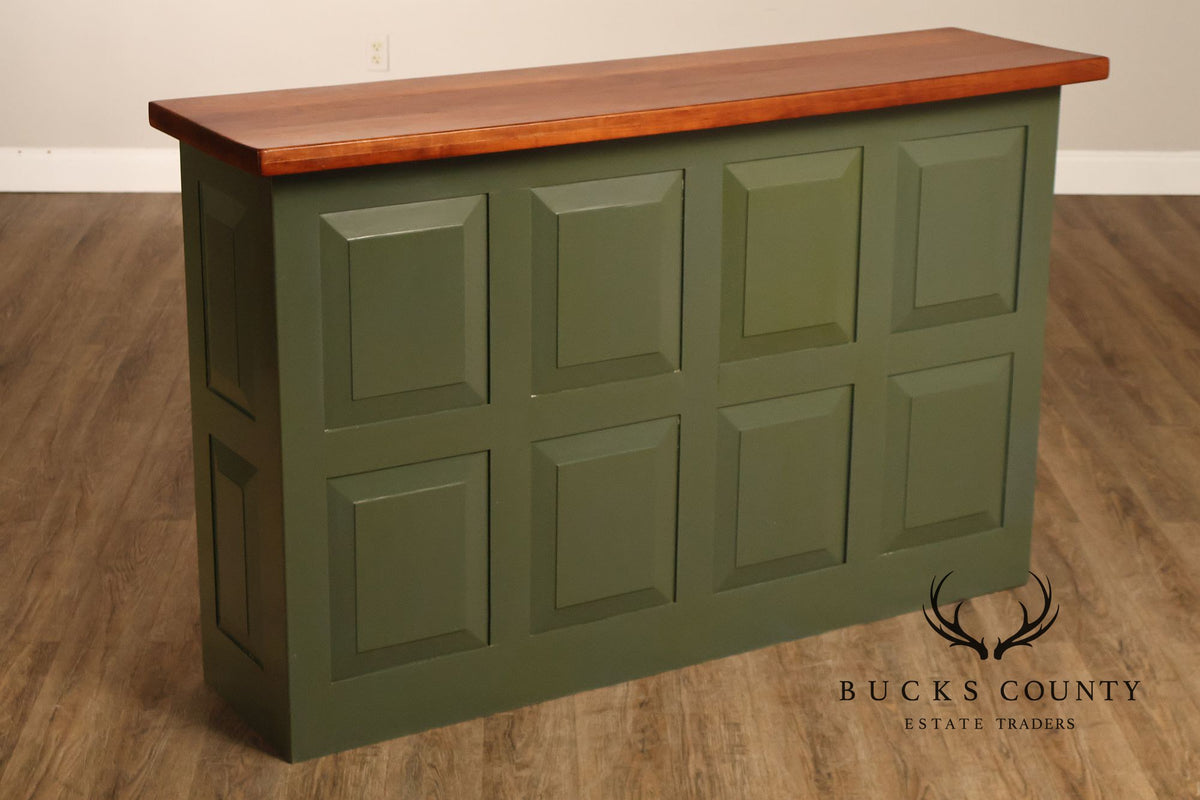 Custom Painted Wood Bar With Solid Wood Top