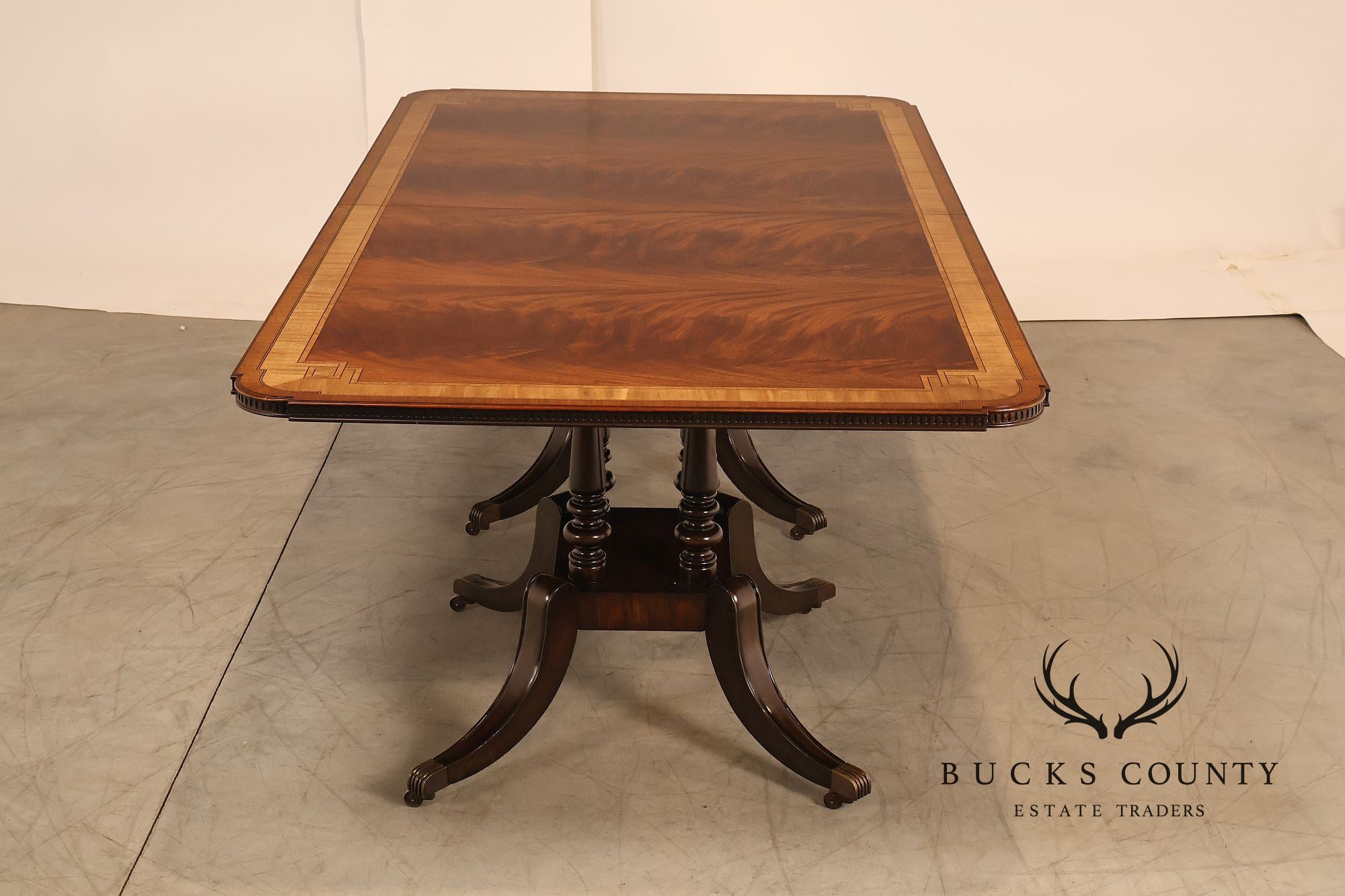 Maitland Smith Greek Key Mahogany & Satinwood Banded Dining Table