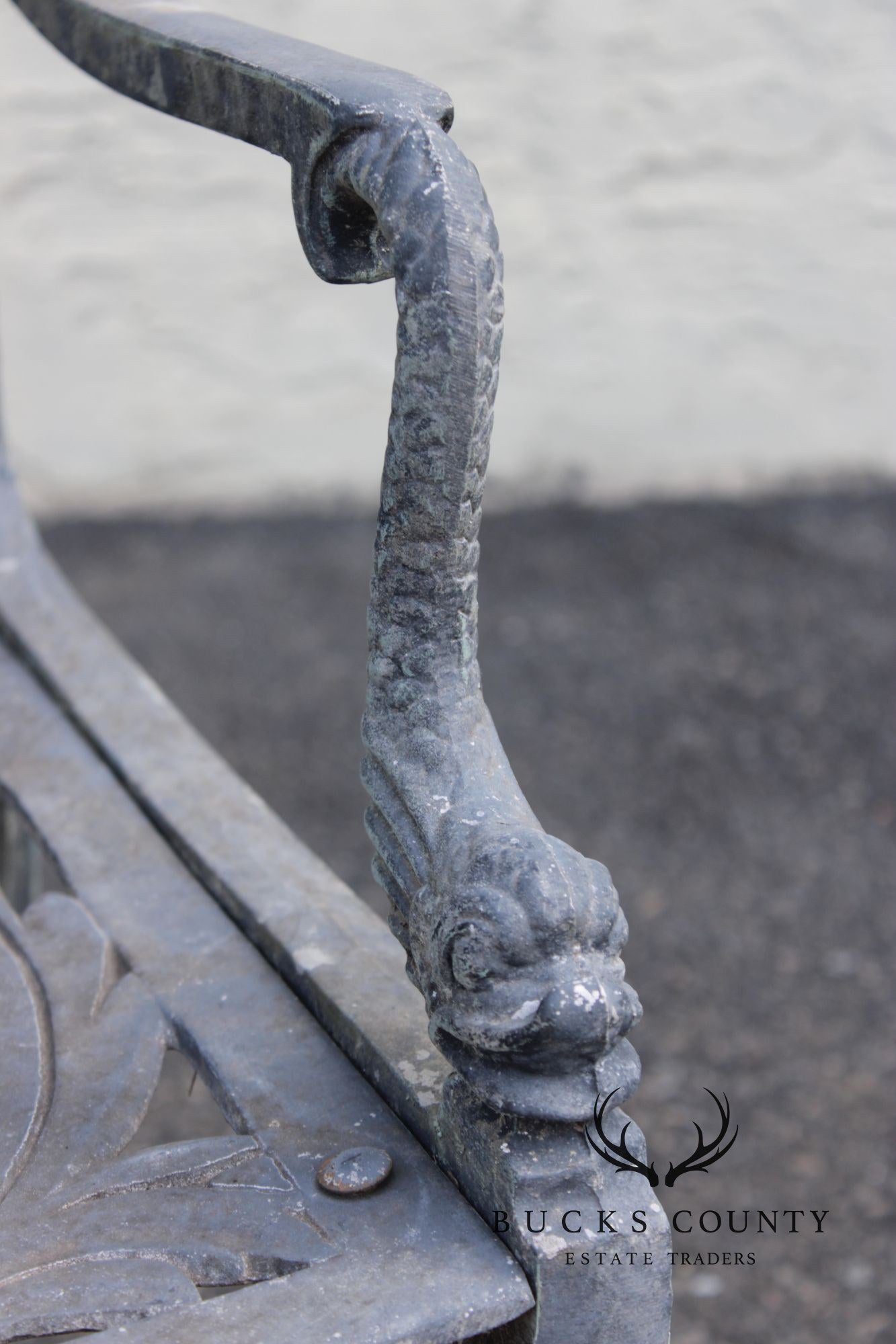 Cast Aluminum Neoclassical Style Outdoor Garden Armchair