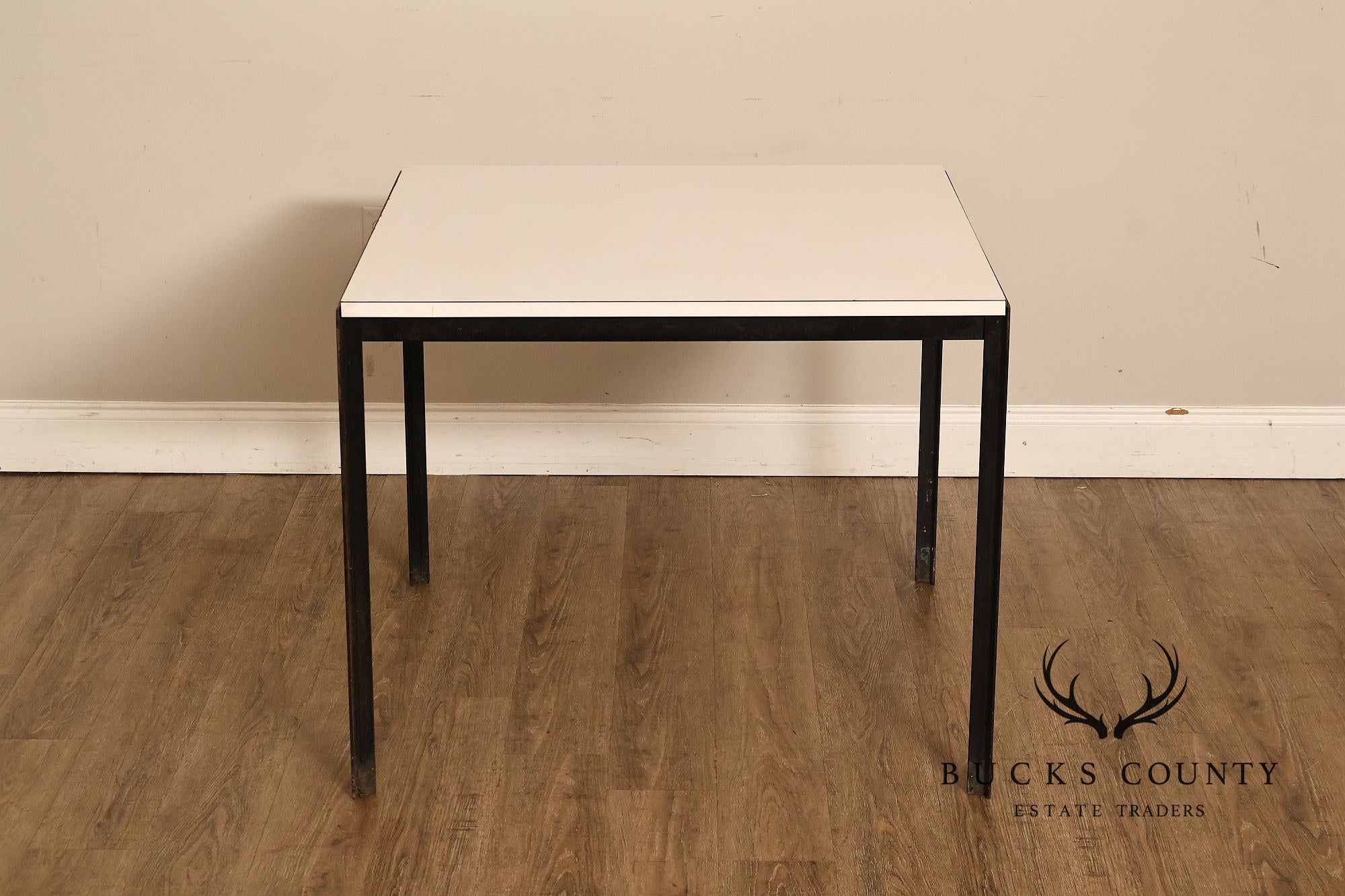 Vintage Knoll Associates Mid Century Modern White Laminate And Black Metal Dining Table