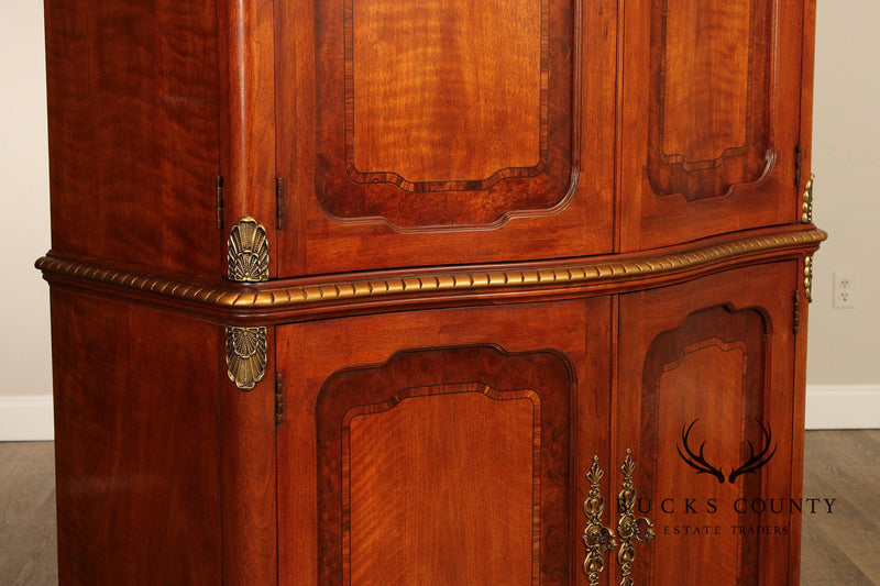 Henredon French Regency Style Four Door Walnut Armoire
