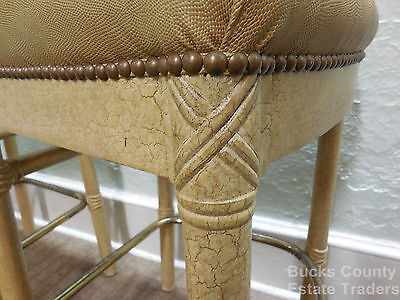 Quality Pair of Faux Bamboo Crackle Paint Bar Stools