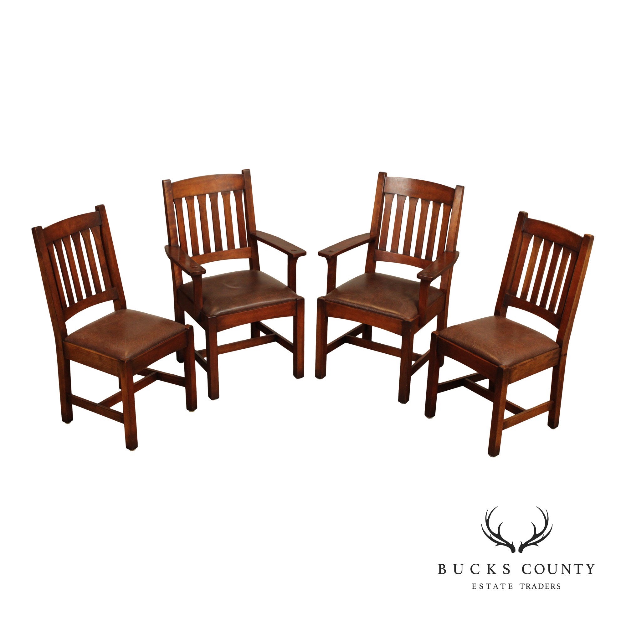 Stickley Mission Collection Set of Four Cherry Cottage Dining Chairs