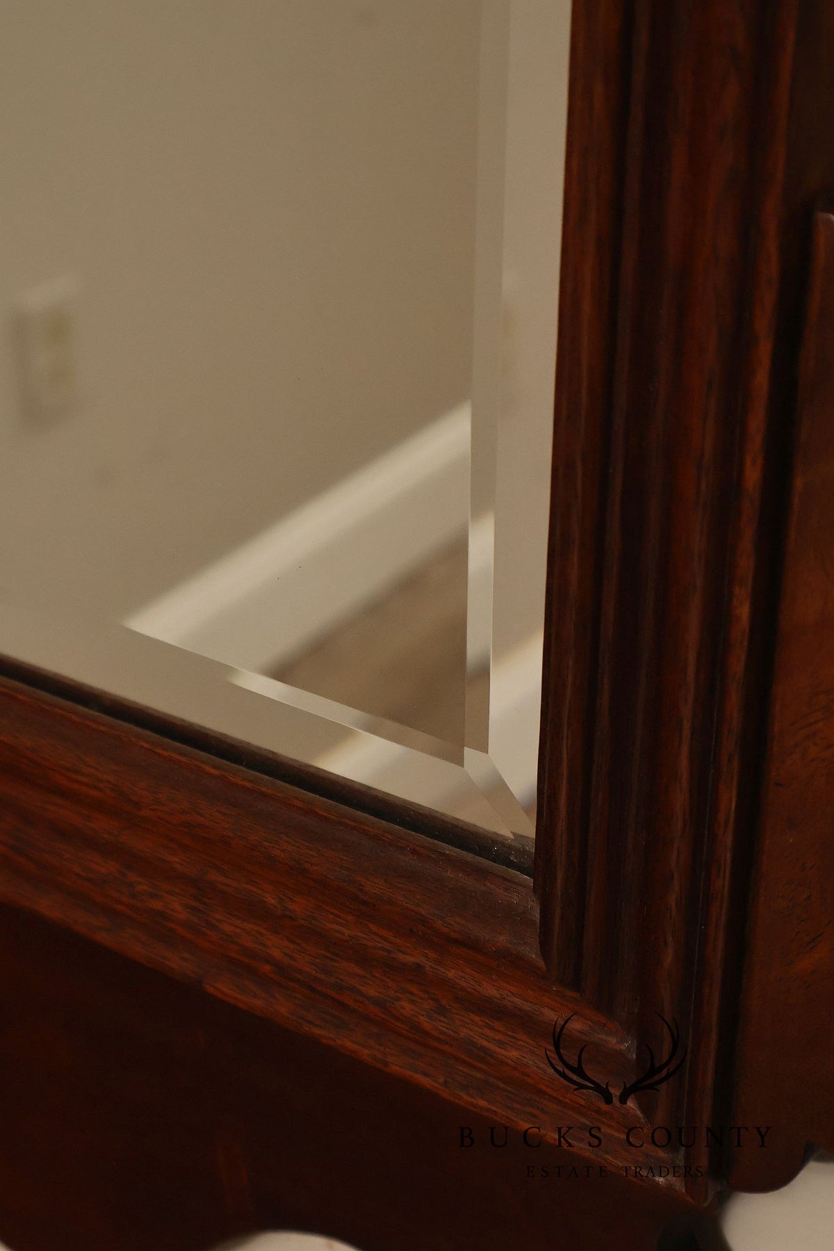 Traditional Chippendale Style Inlaid Mahogany Beveled Wall Mirror
