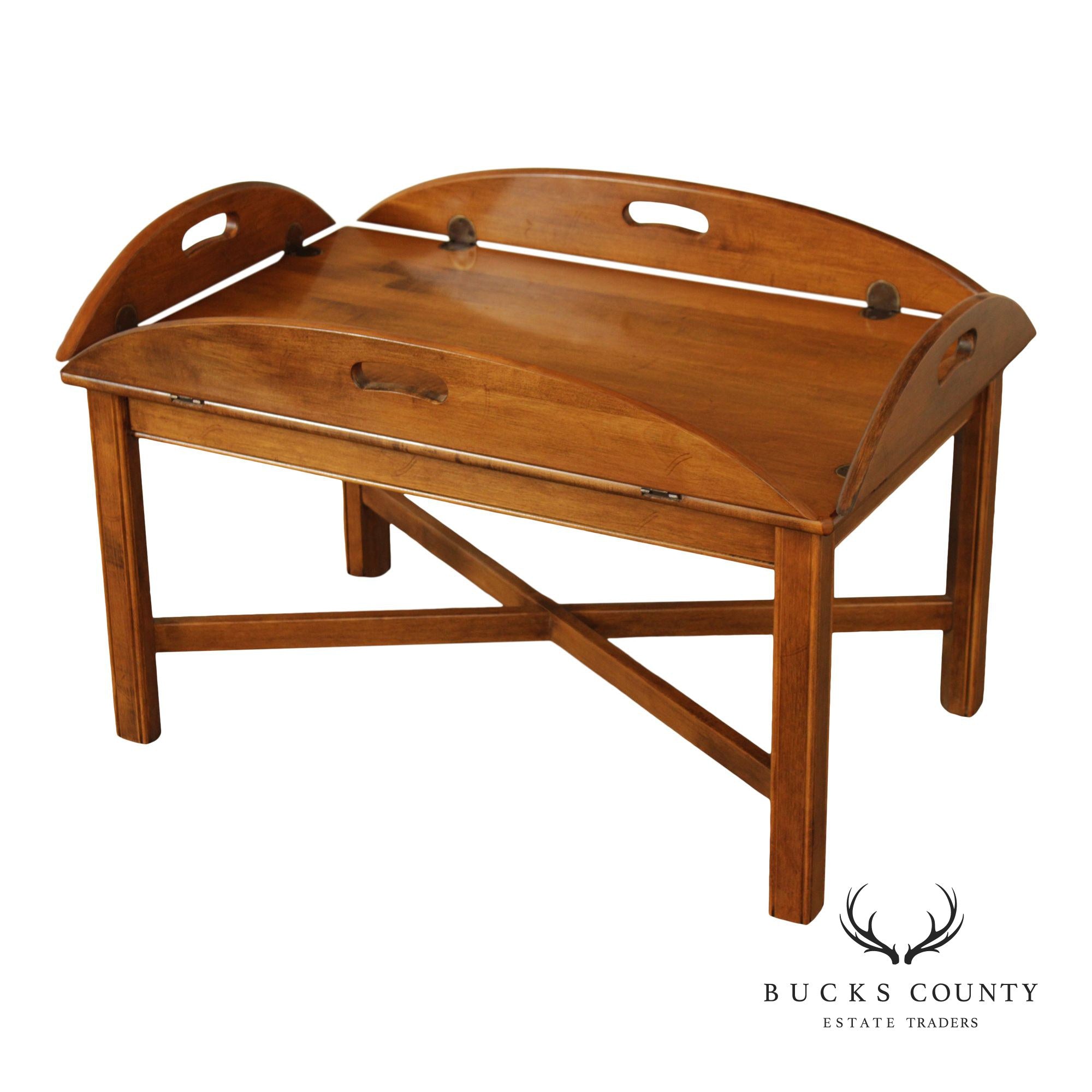 Ethan Allen 1776 Collection Chippendale Style Maple Butler’s Tray Coffee Table