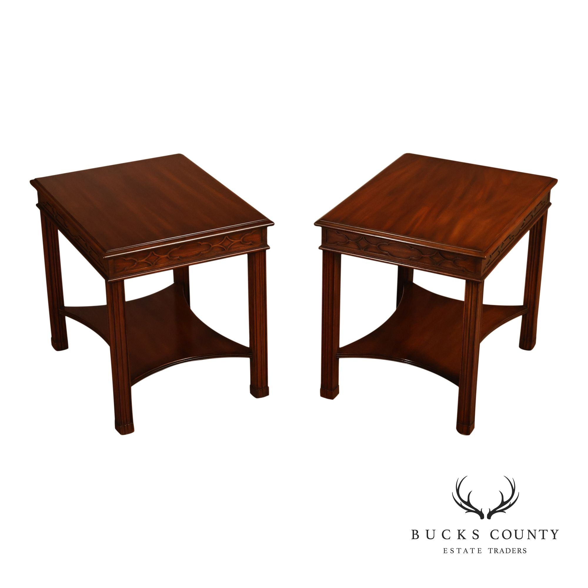 Henkel Harris Georgian Style Pair of Mahogany Side Tables
