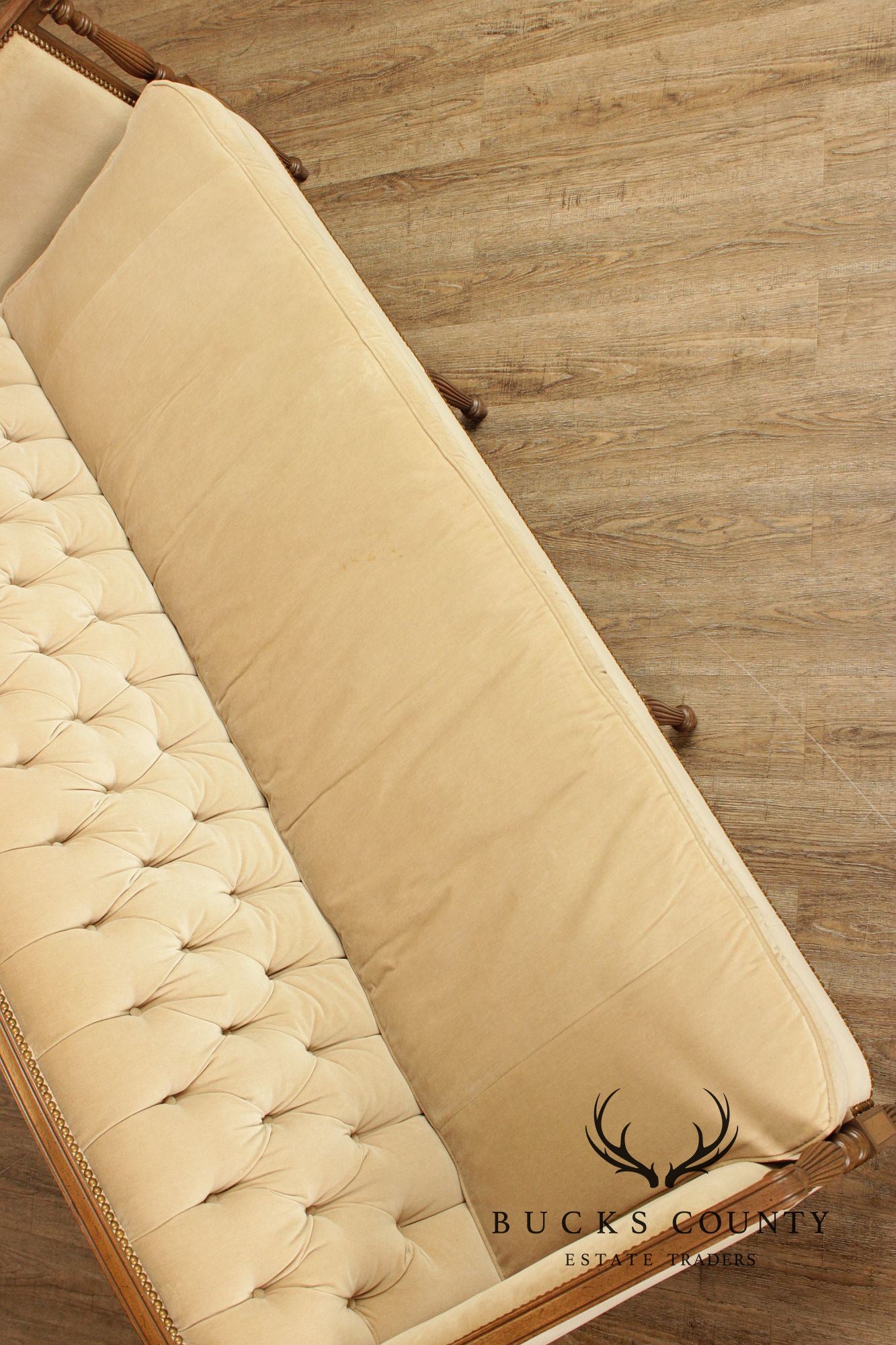 Sheraton Style Vintage Mahogany Tufted Sofa