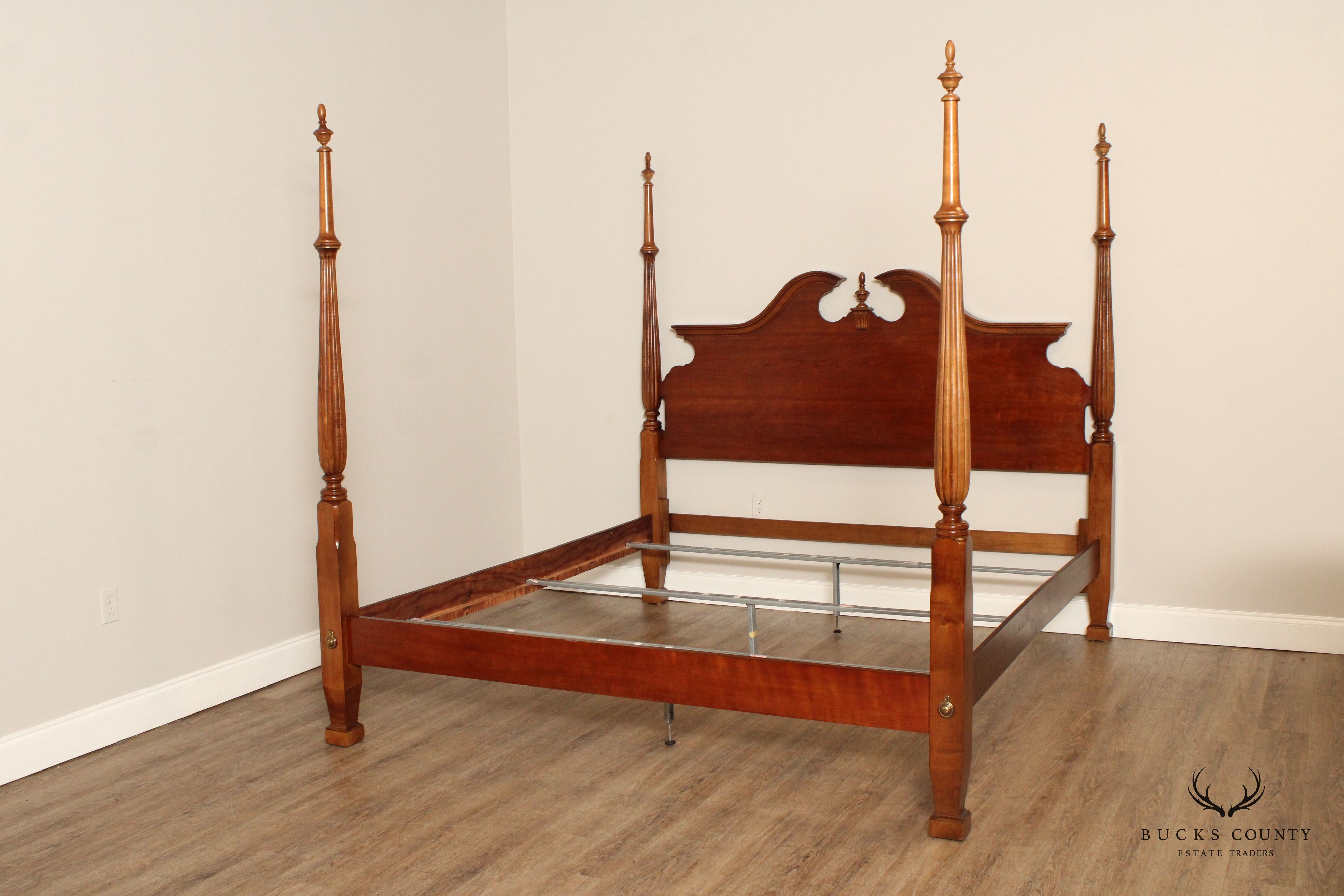 Chippendale Style Carved Cherry Poster Bed California King Poster Bed