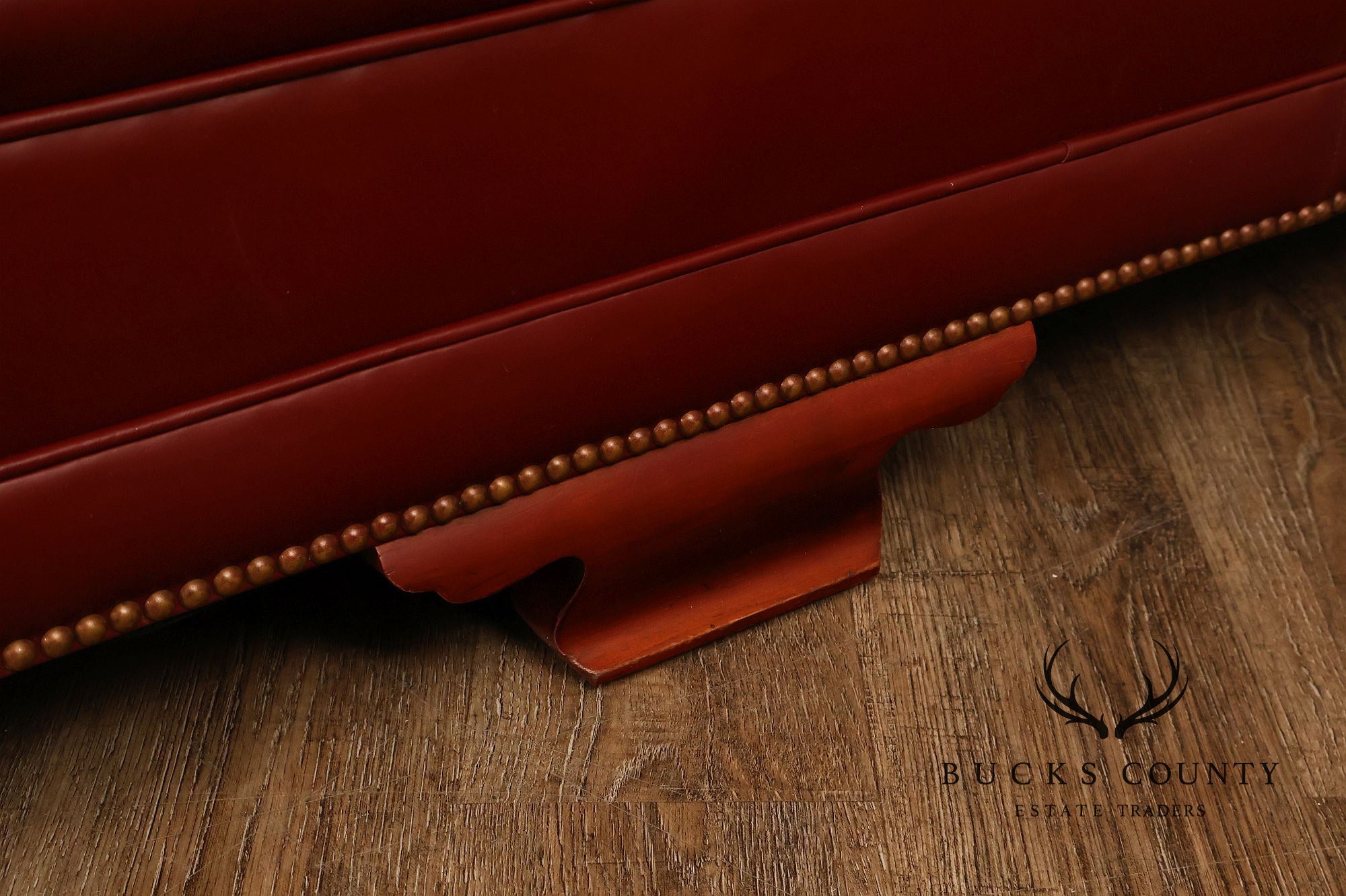 Kindel Vintage Camelback Back Leather Three Cushion Sofa