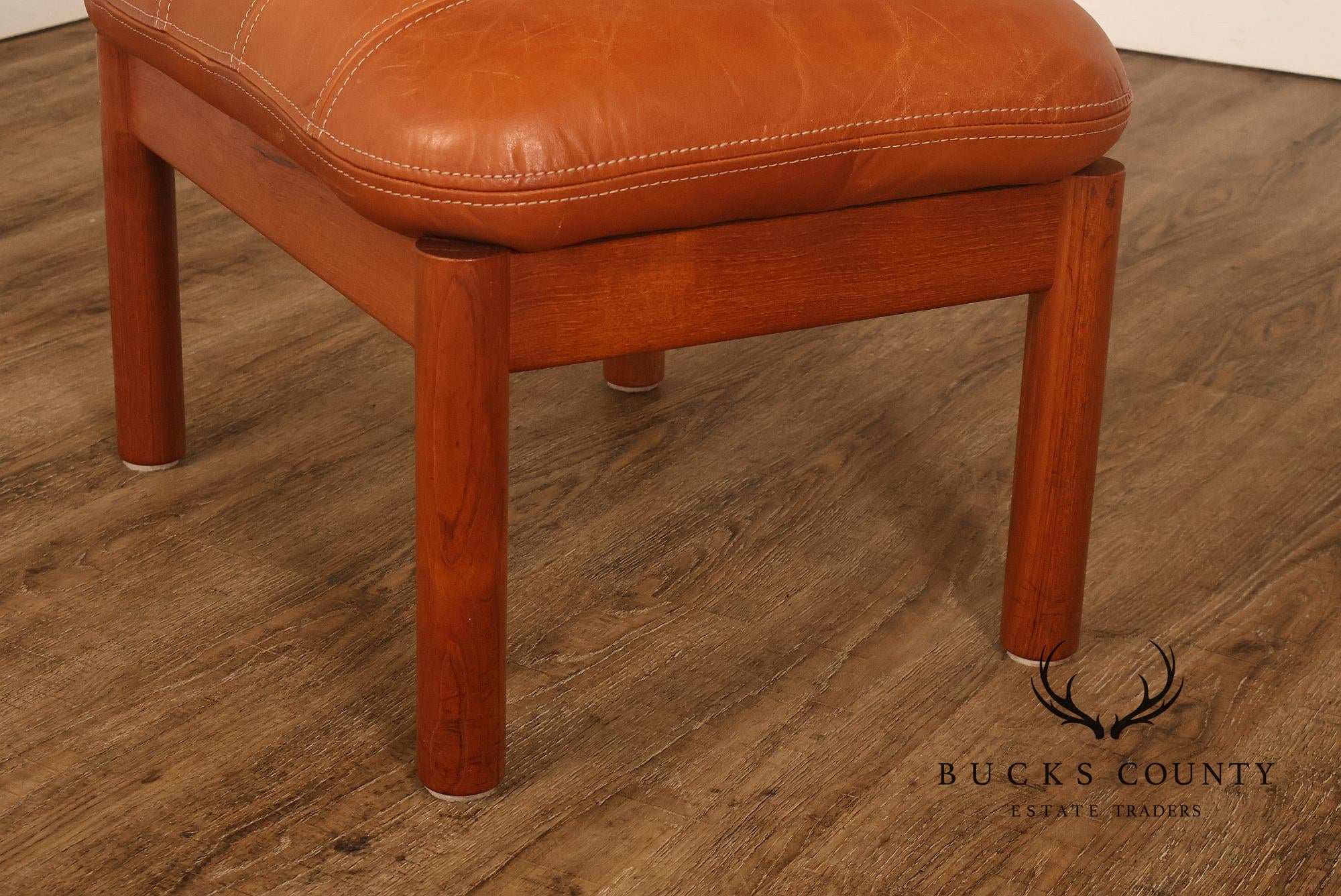 Thams Kvalitet Danish Modern Teak and Leather Ottoman