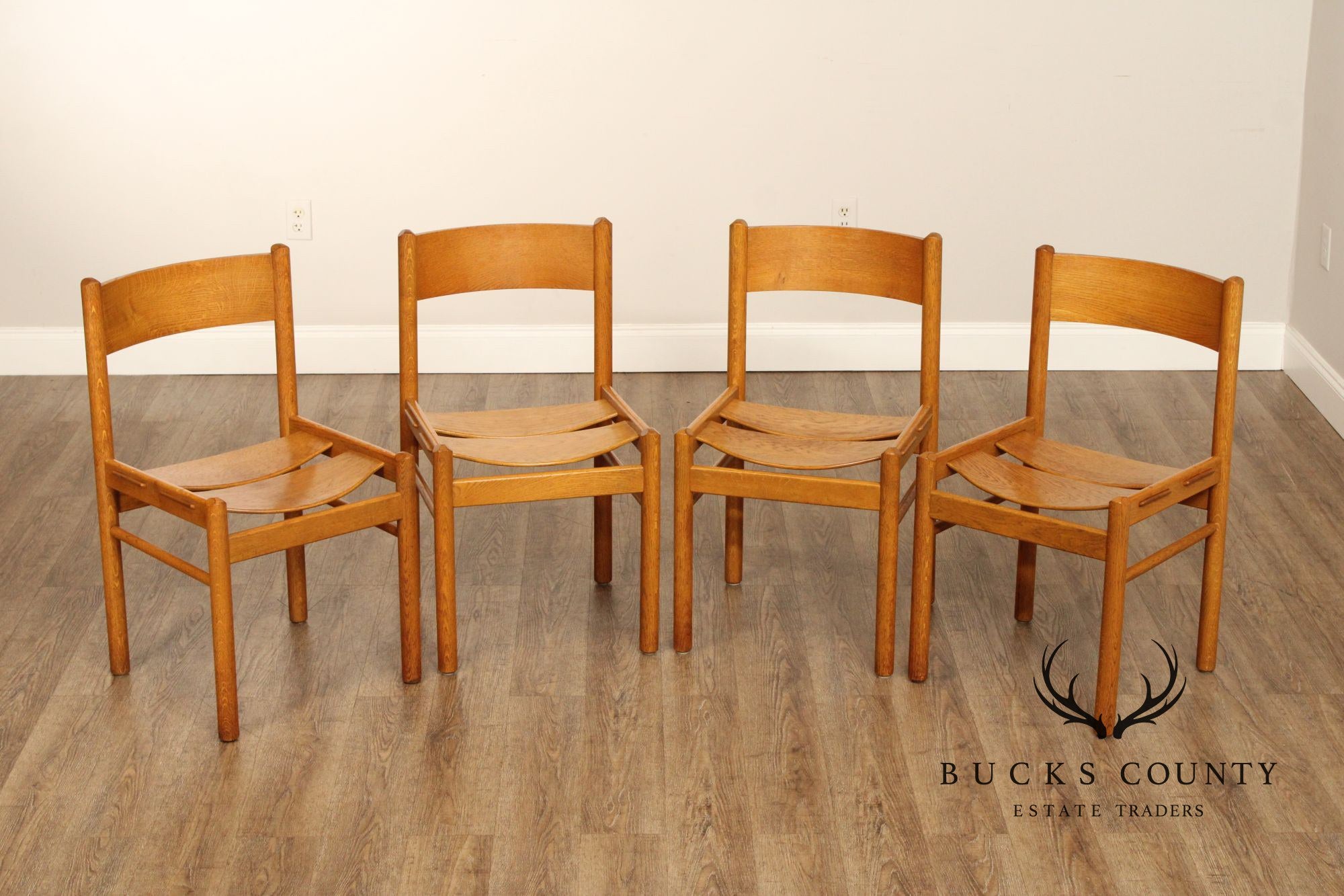 Grete Jalk Danish Modern Set of Four Oak Dining Chairs