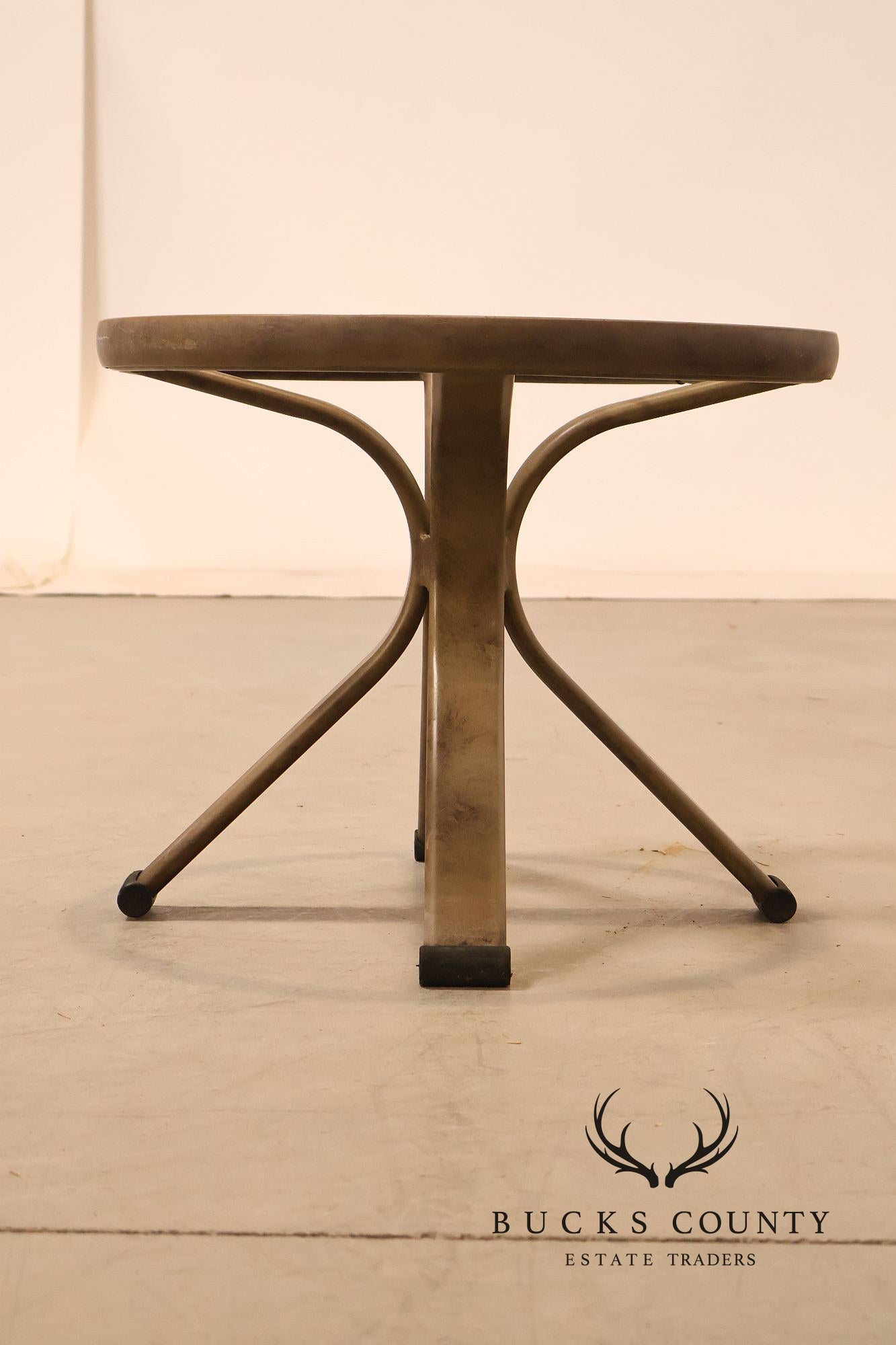 Brown Jordan Pair of Outdoor Round Glass Top Side Tables