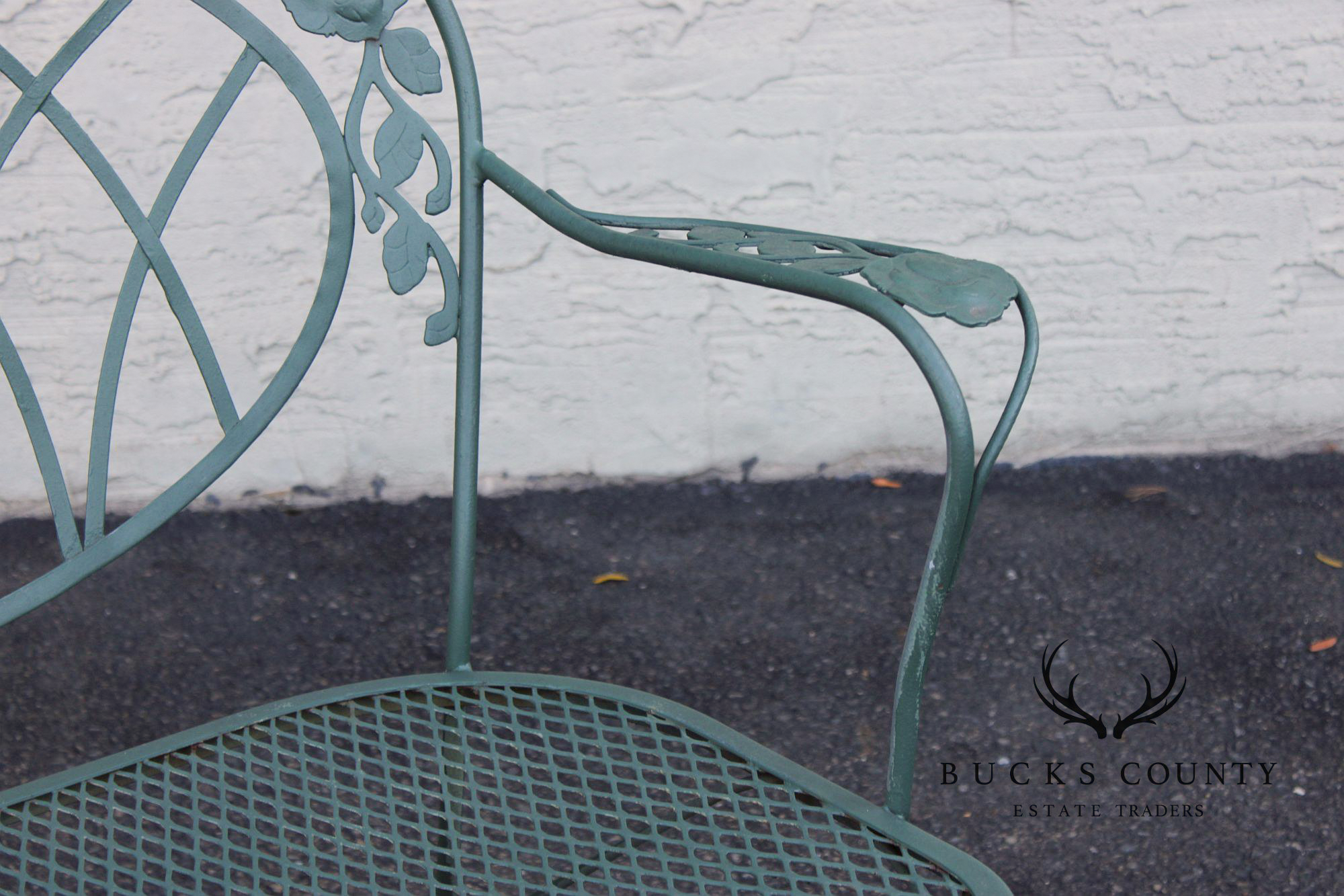 Wrought Iron Outdoor Garden Bench With Rose Motif