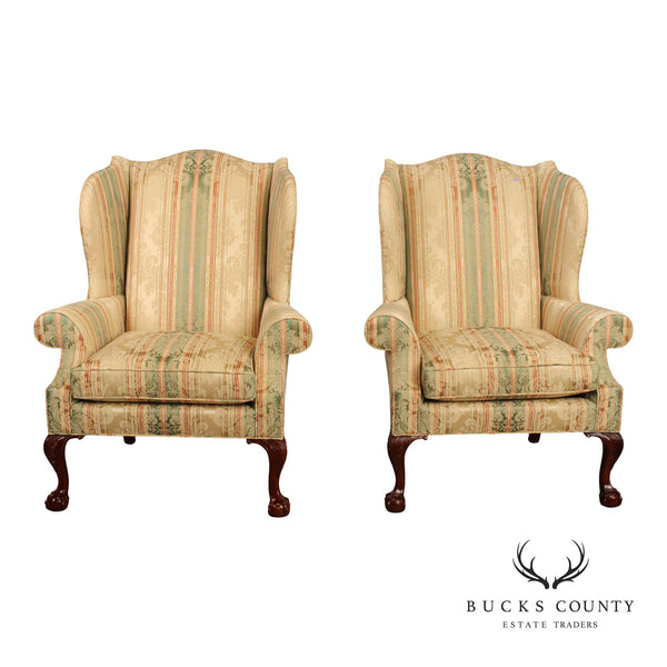 Kindel Furniture Chippendale Style Pair of Wing Chairs