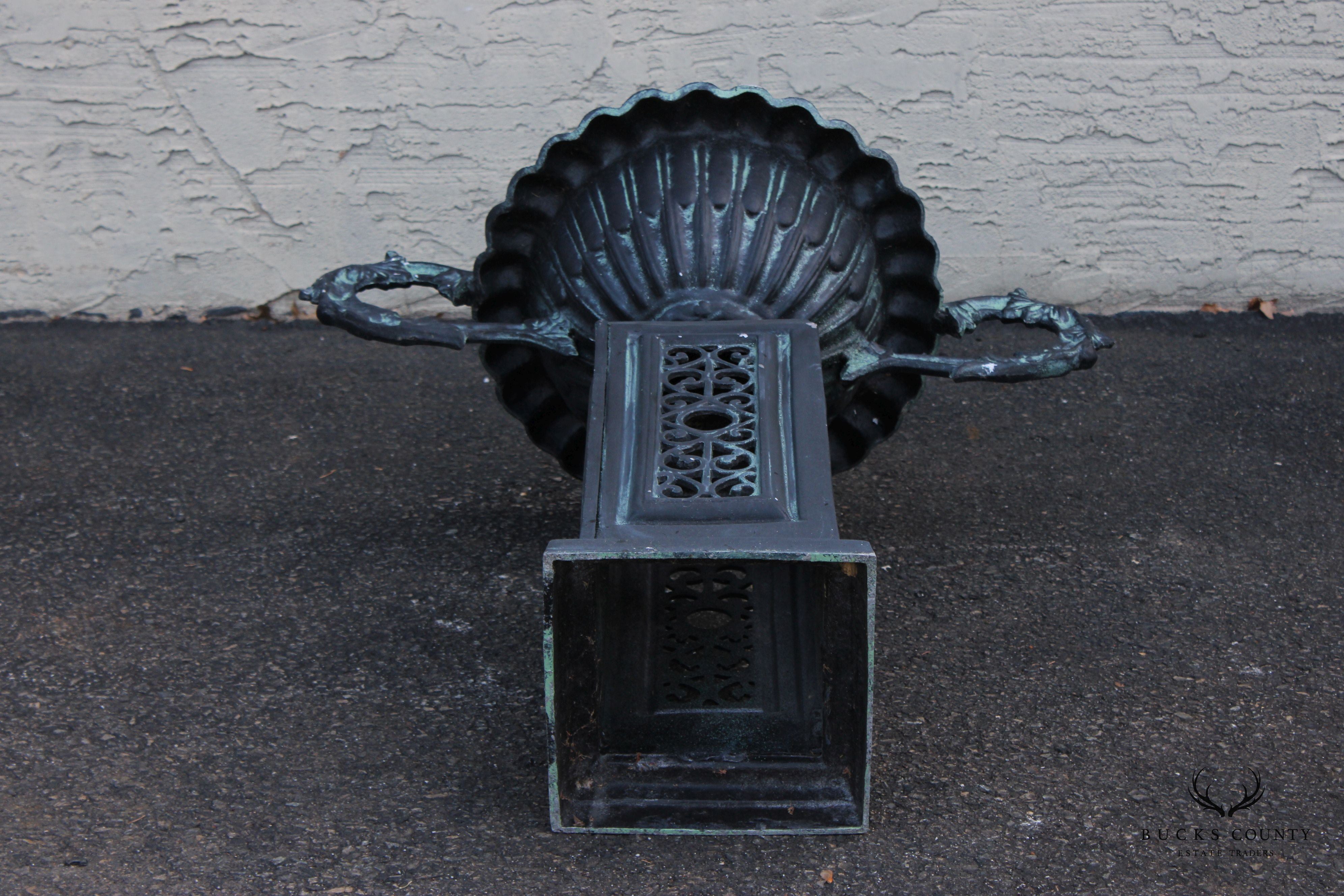 Victorian Style Pair of Cast Aluminum Outdoor Urn Planters