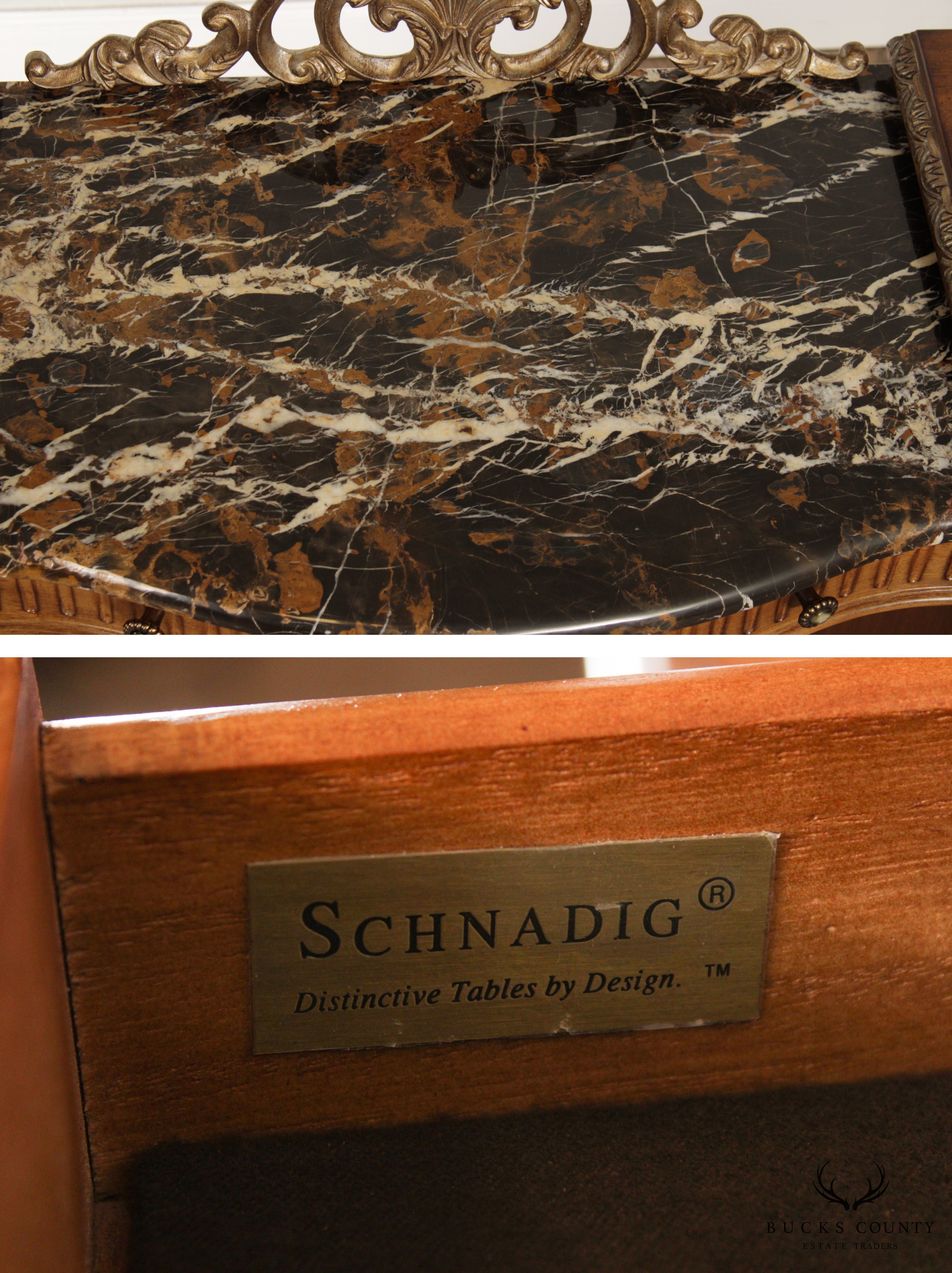 Schnadig Burl Wood French Style Marble Top Sideboard