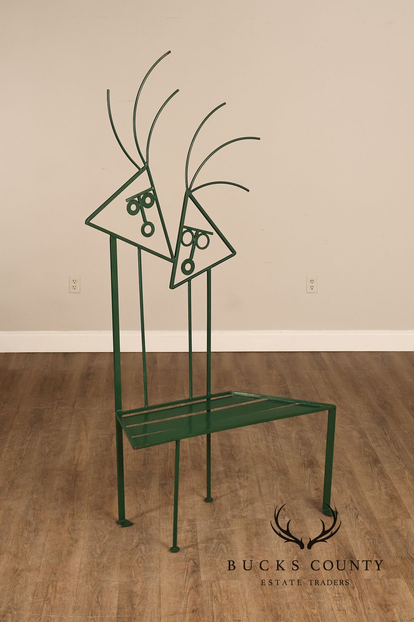 W. Travis 1998 “Sisters” Painted Metal Sculpture Bench