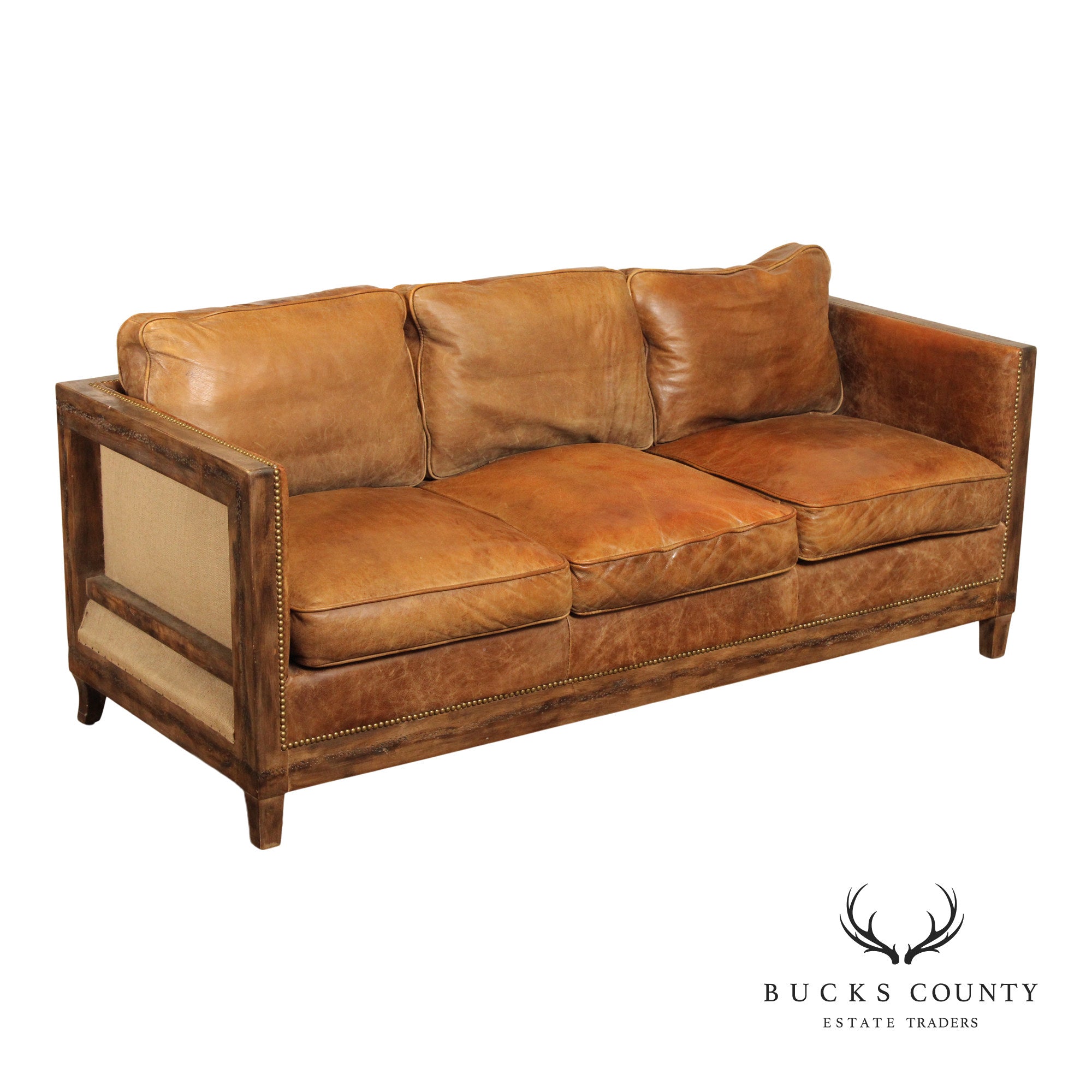 MOE'S HOME COLLECTION DARLINGTON  RUSTIC LEATHER SOFA