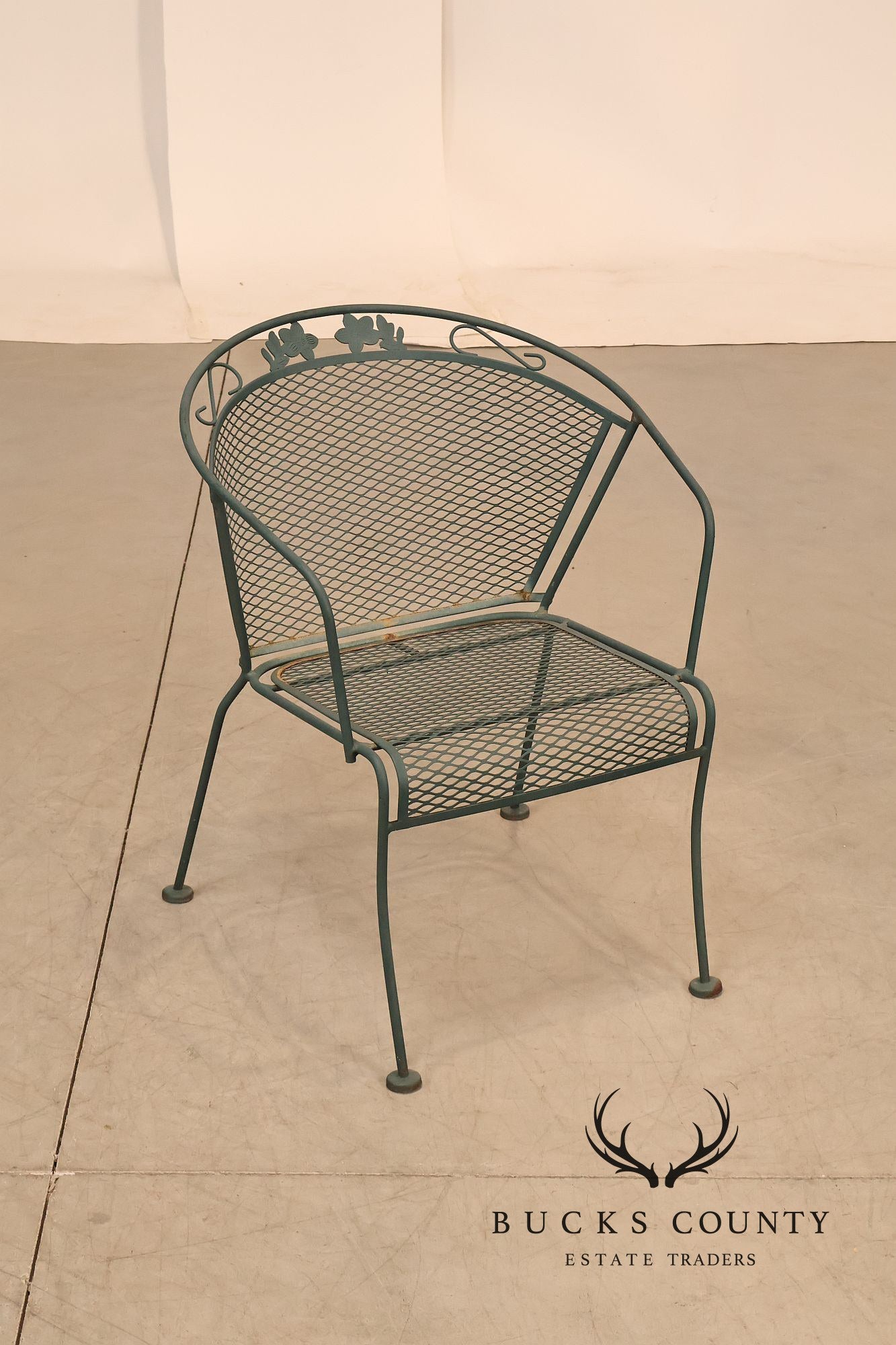 Wrought Iron Vintage Round Patio Table And Four Chairs Set
