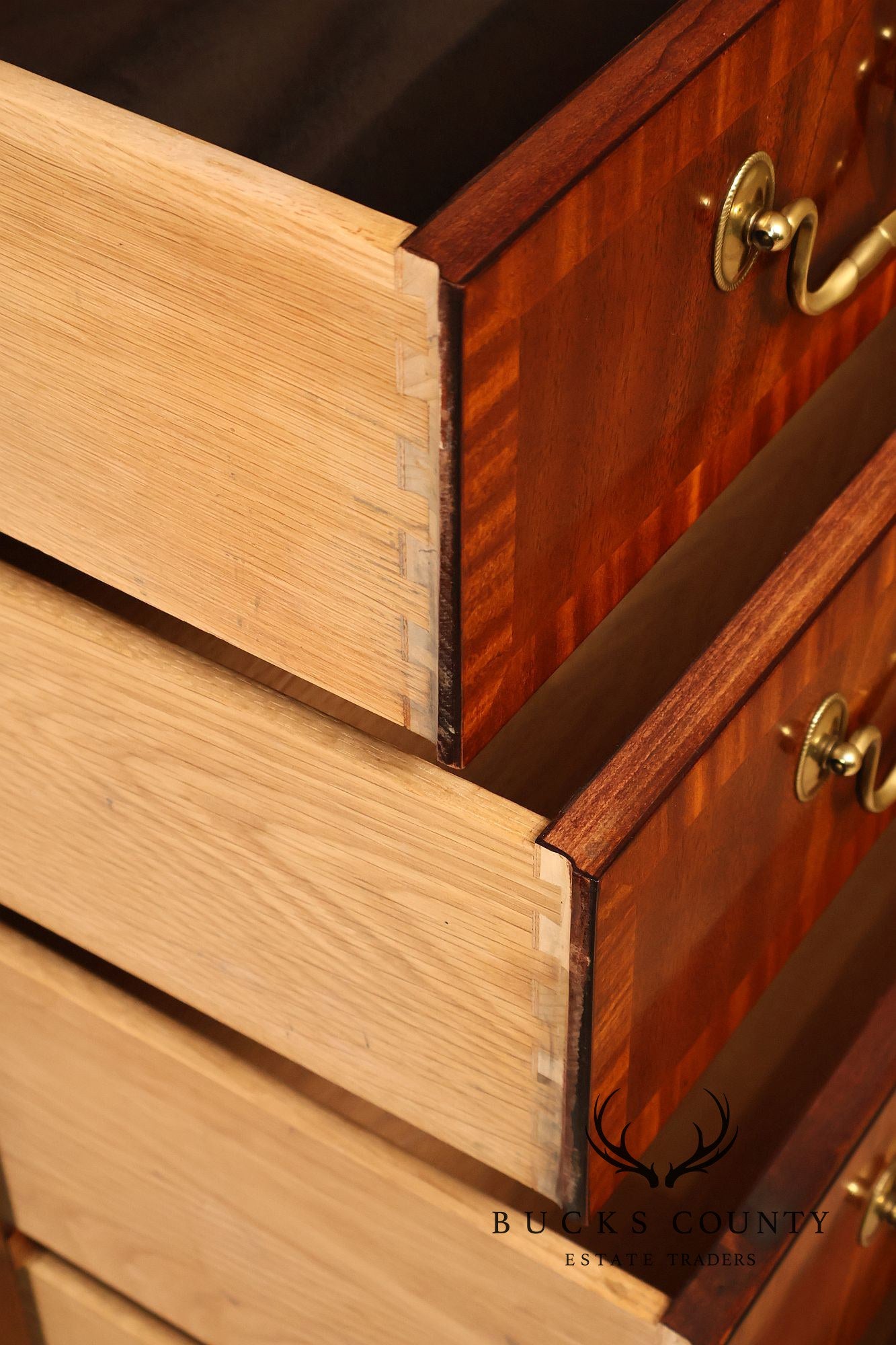 Hickory Chair Banded Mahogany Breakfront China Cabinet