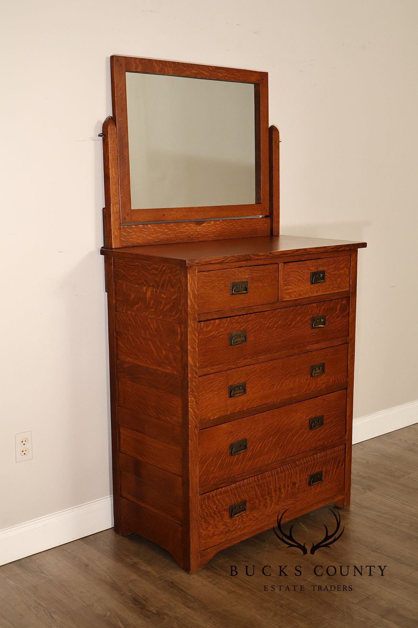 L. & J.G. Stickley Onondaga Period Oak Dresser With Mirror