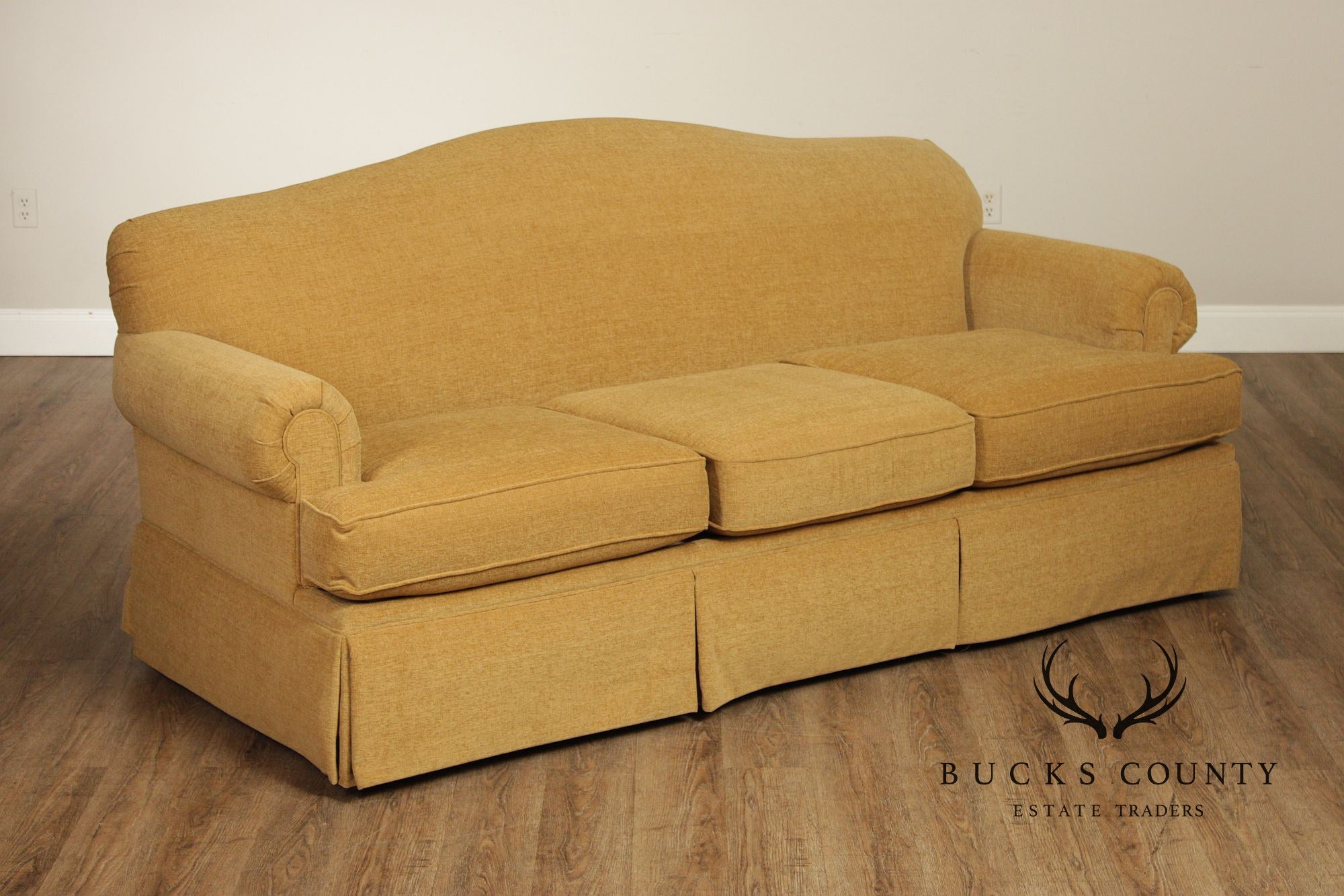 Bassett Furniture Traditional Gold Skirted Sofa