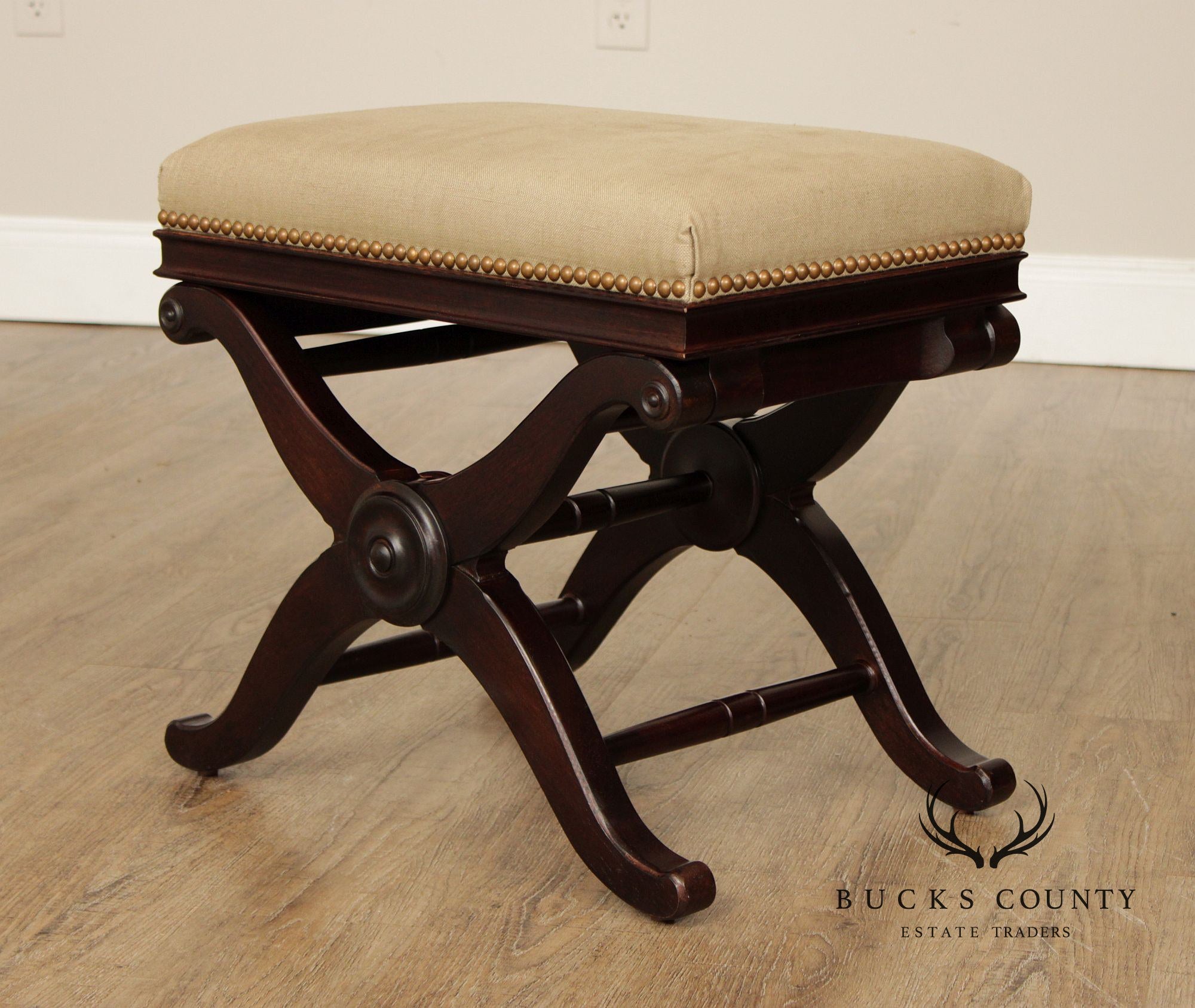 Restoration Hardware English Regency Style Mahogany X Base Bench