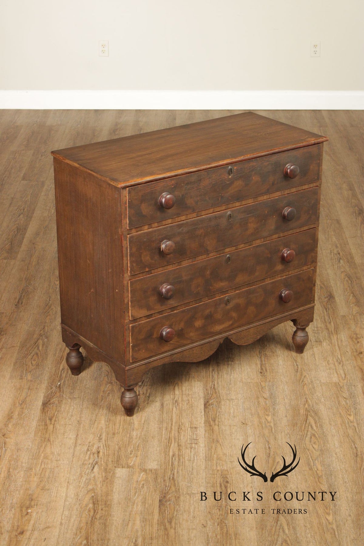 Antique American Grain Painted Four-Drawer Chest Of Drawers