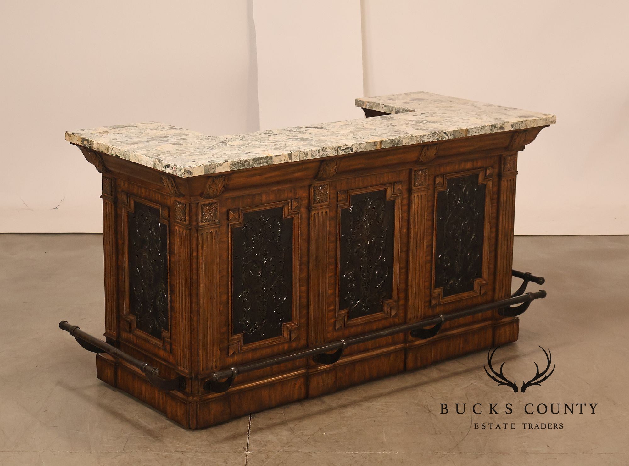 Maitland-Smith Neoclassical Style Faux Marble Top Home Bar