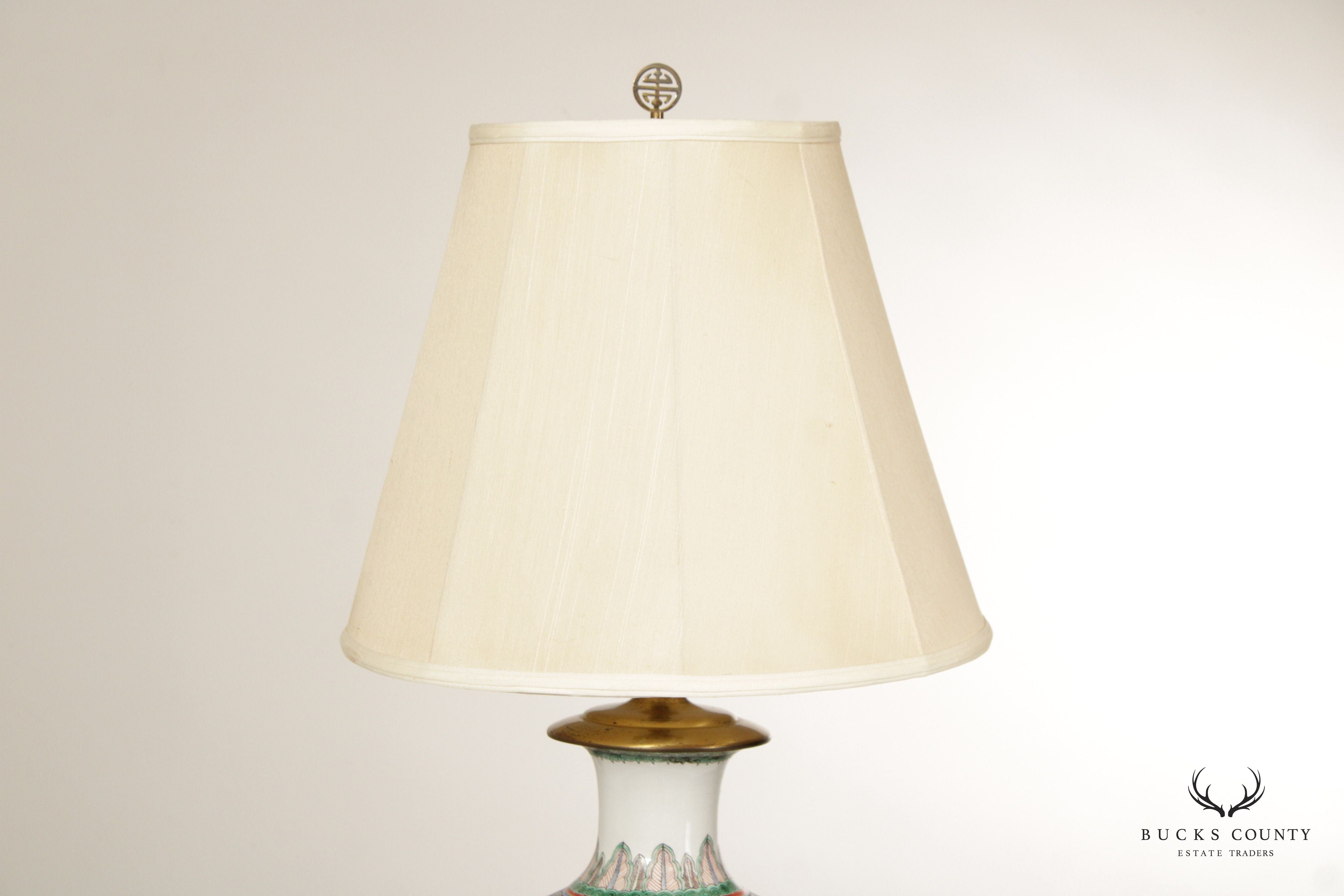 Chinese Enameled Porcelain Vasiform Table Lamp