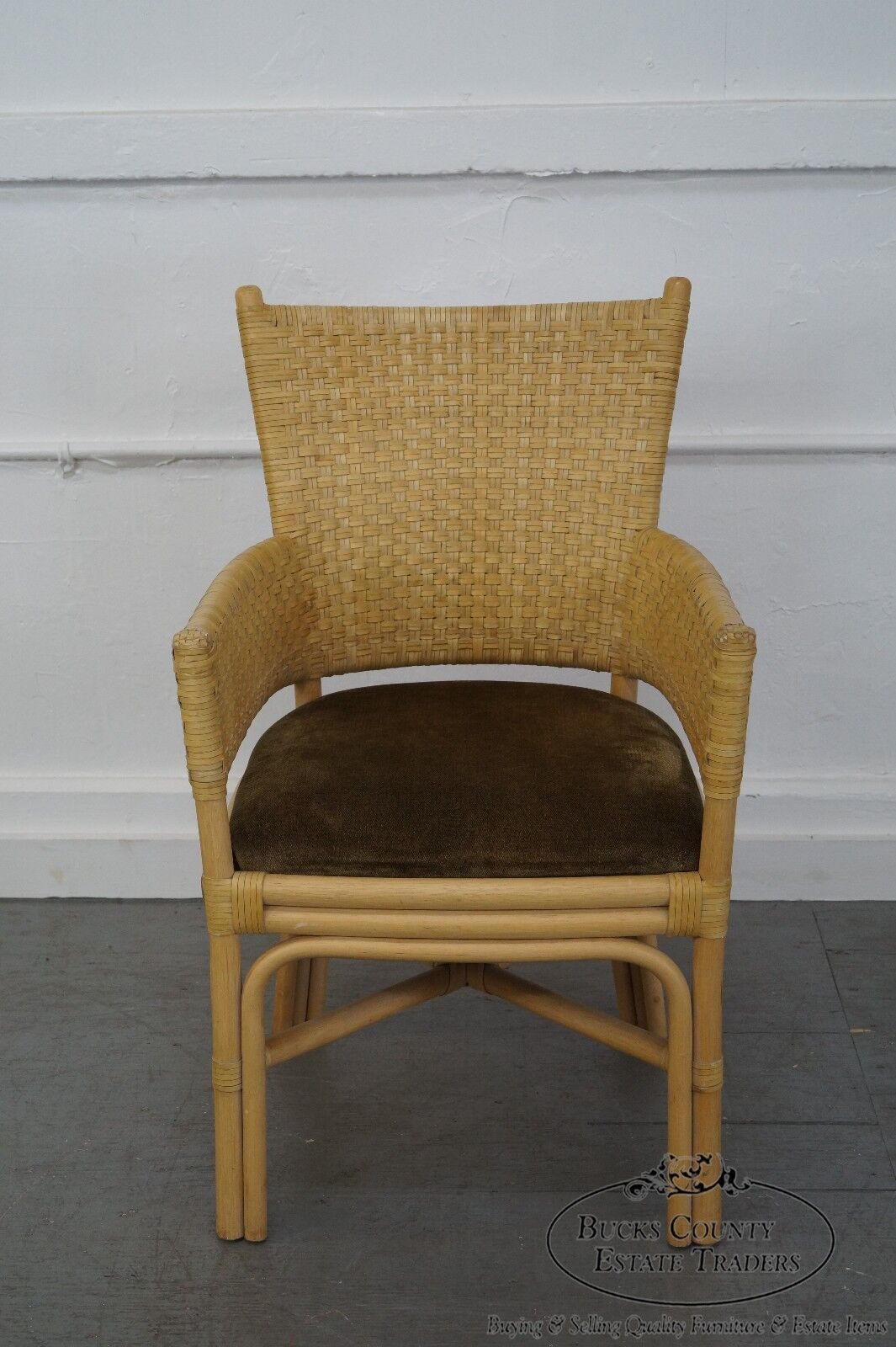 Quality Rattan & Woven Leather Arm Chair